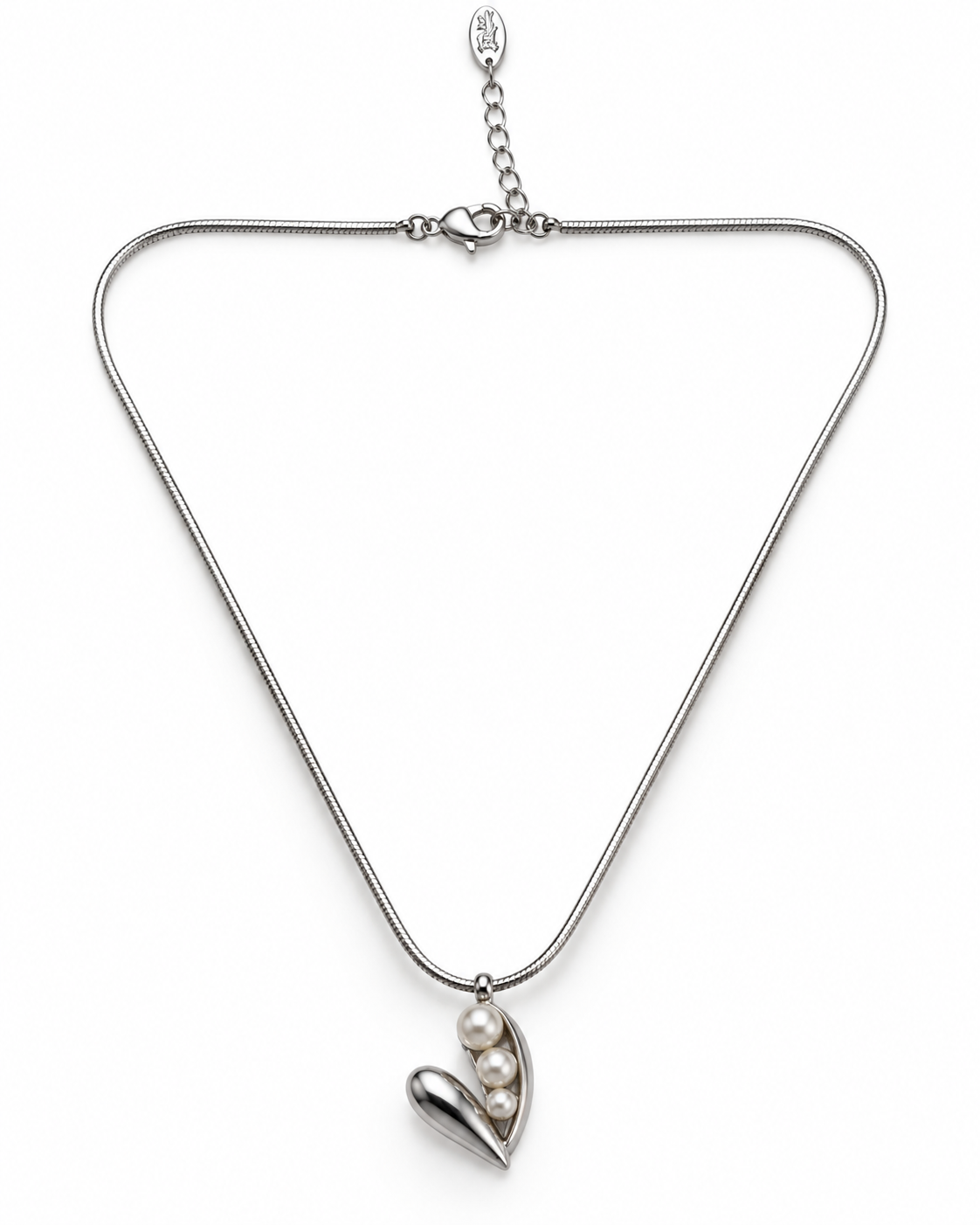 PEARL HEART DROP SILVER NECKLACE