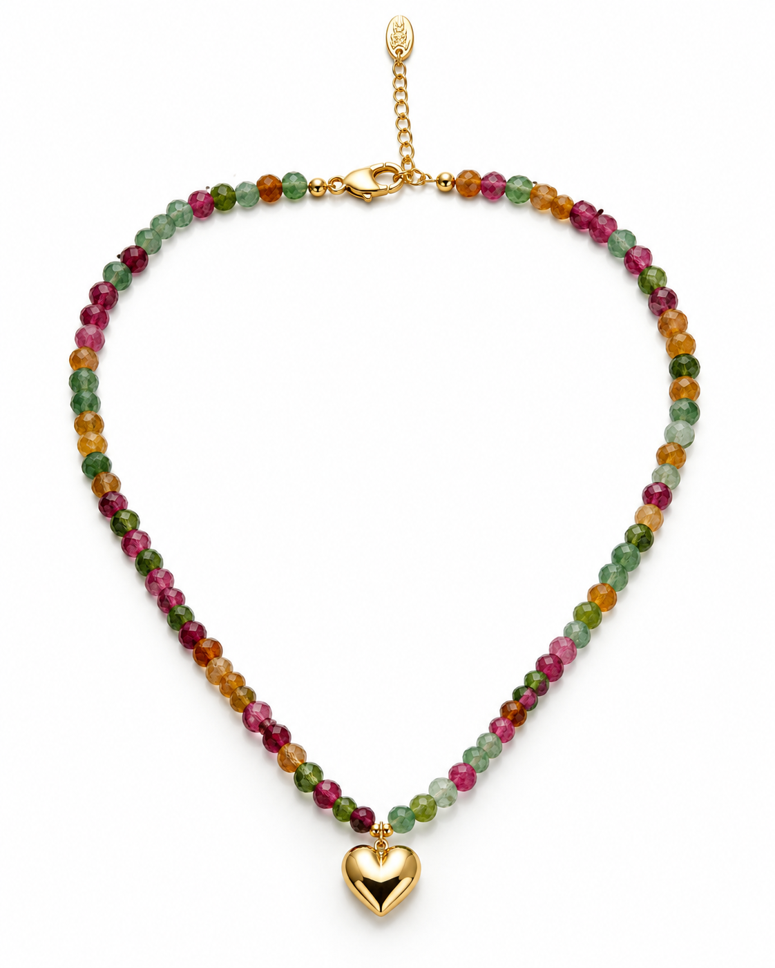 MULTICOLOUR BEAD HEART NECKLACE