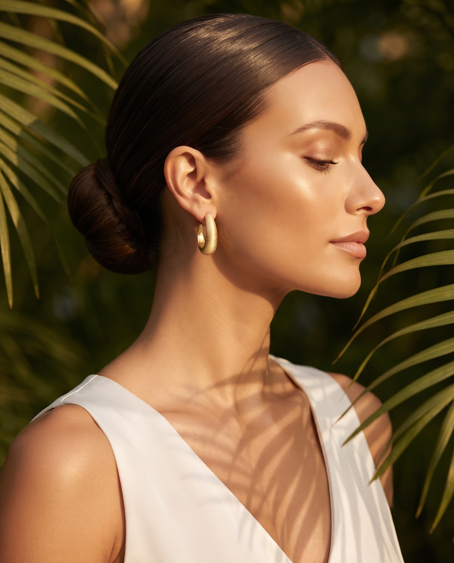 BRUSHED TEXTURE HOOP EARRING