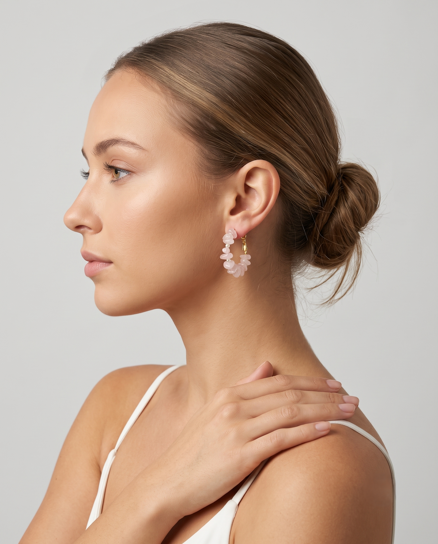 BLUSH STONE CIRCLE EARRING