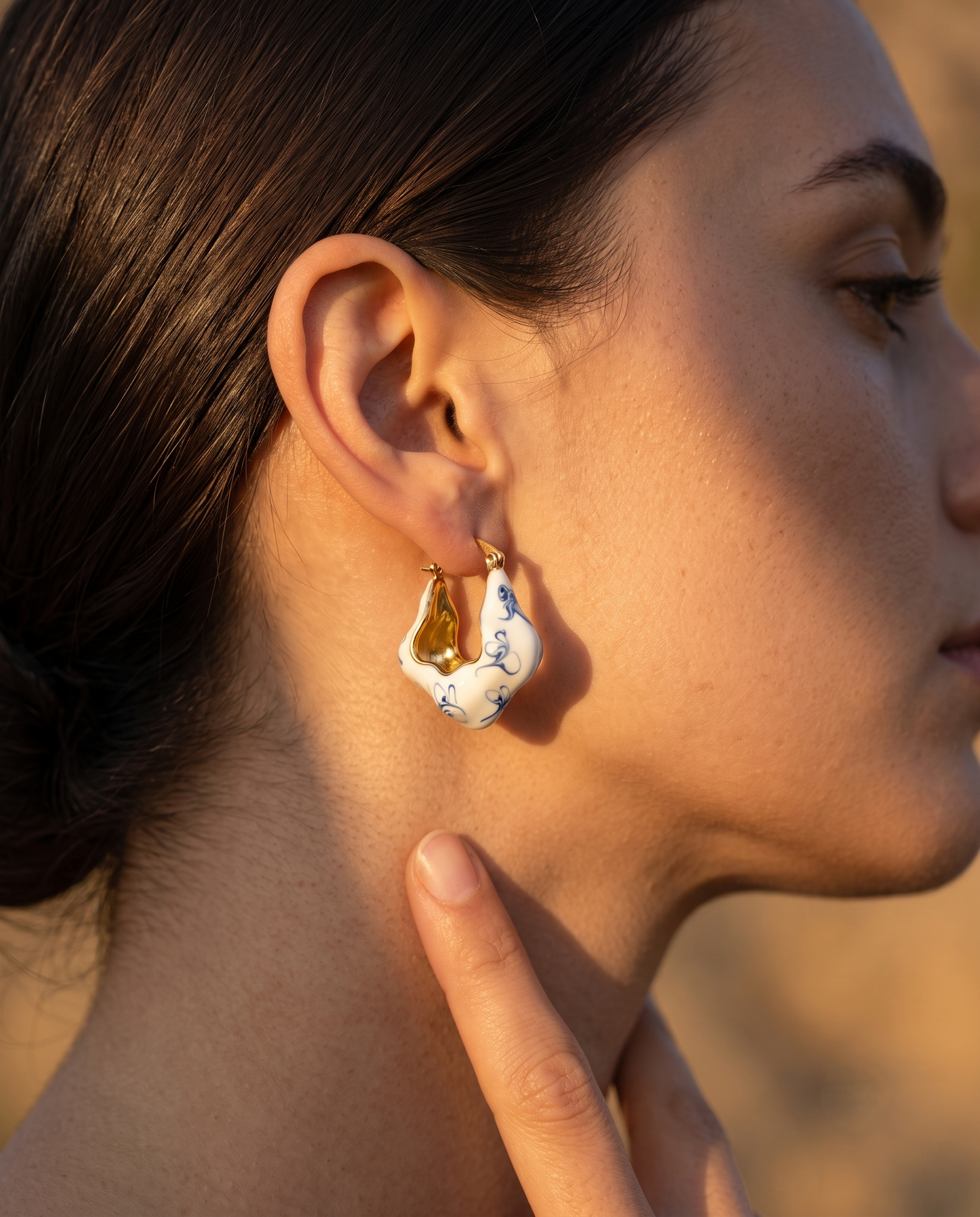 PORCELAIN WAVE HOOP EARRING