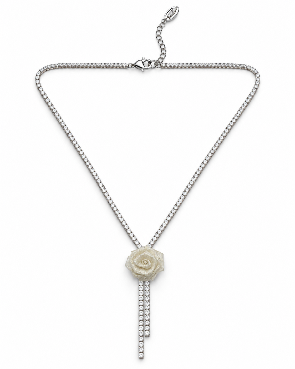 SCULPTED ROSE RHINESTONE NECKLACE