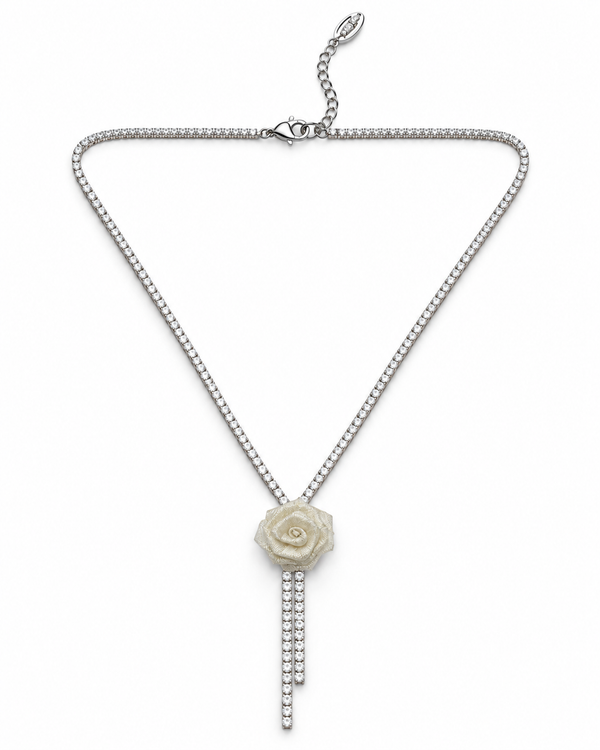 Sculpted rose rhinestone necklace