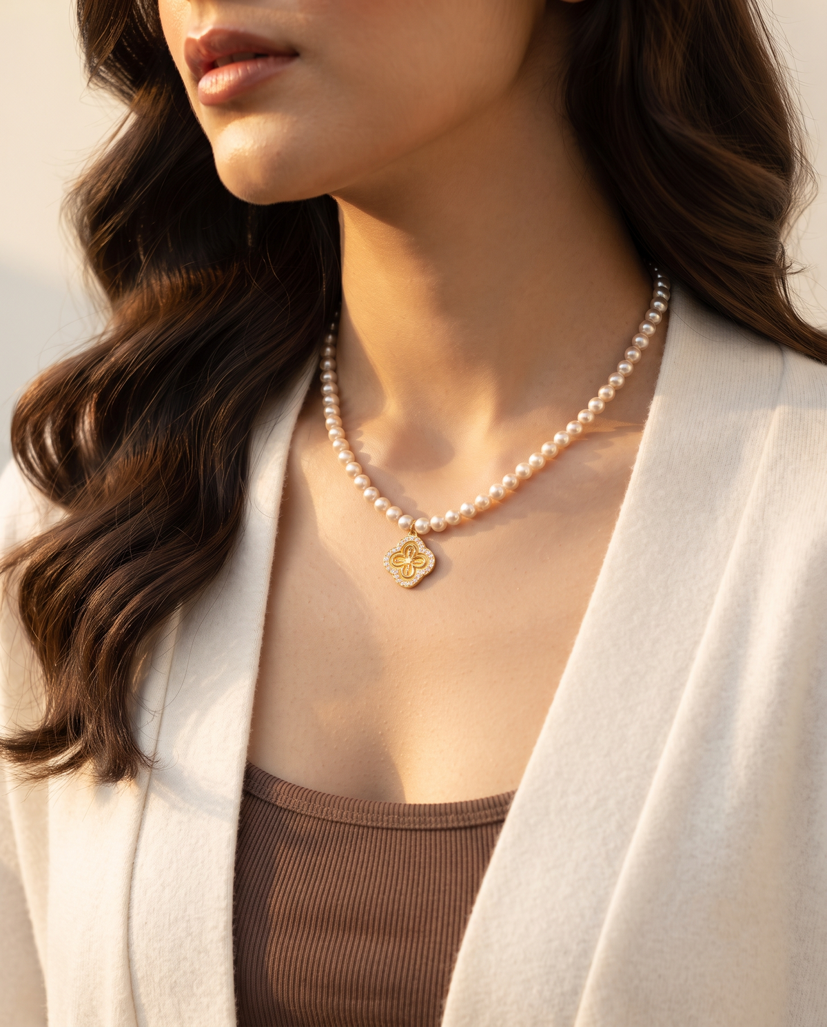 PEARL BLOOM CHARM BEAD NECKLACE