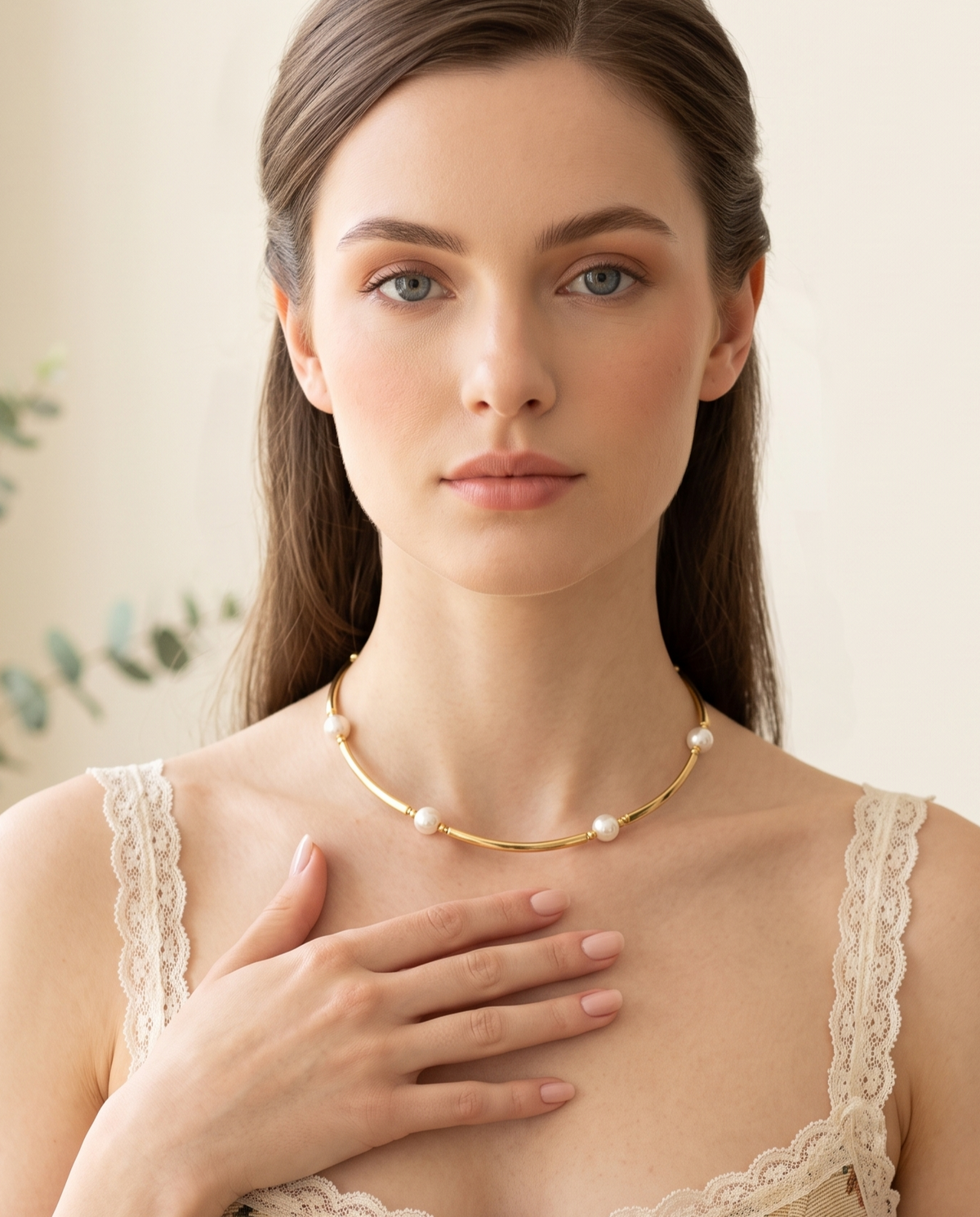 PEARL SPACER TUBE NECKLACE
