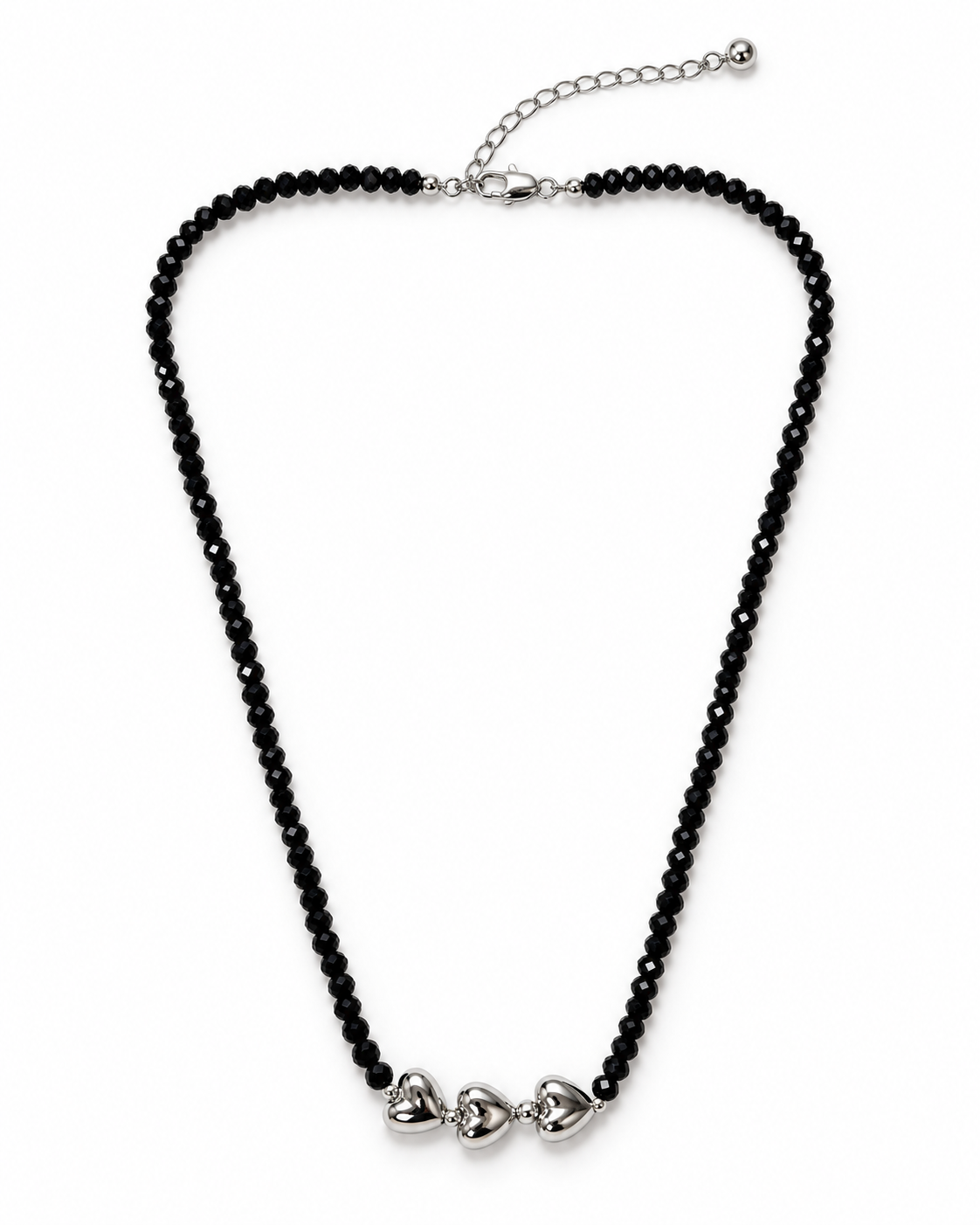 TRIPLE HEART FACETED BEAD NECKLACE