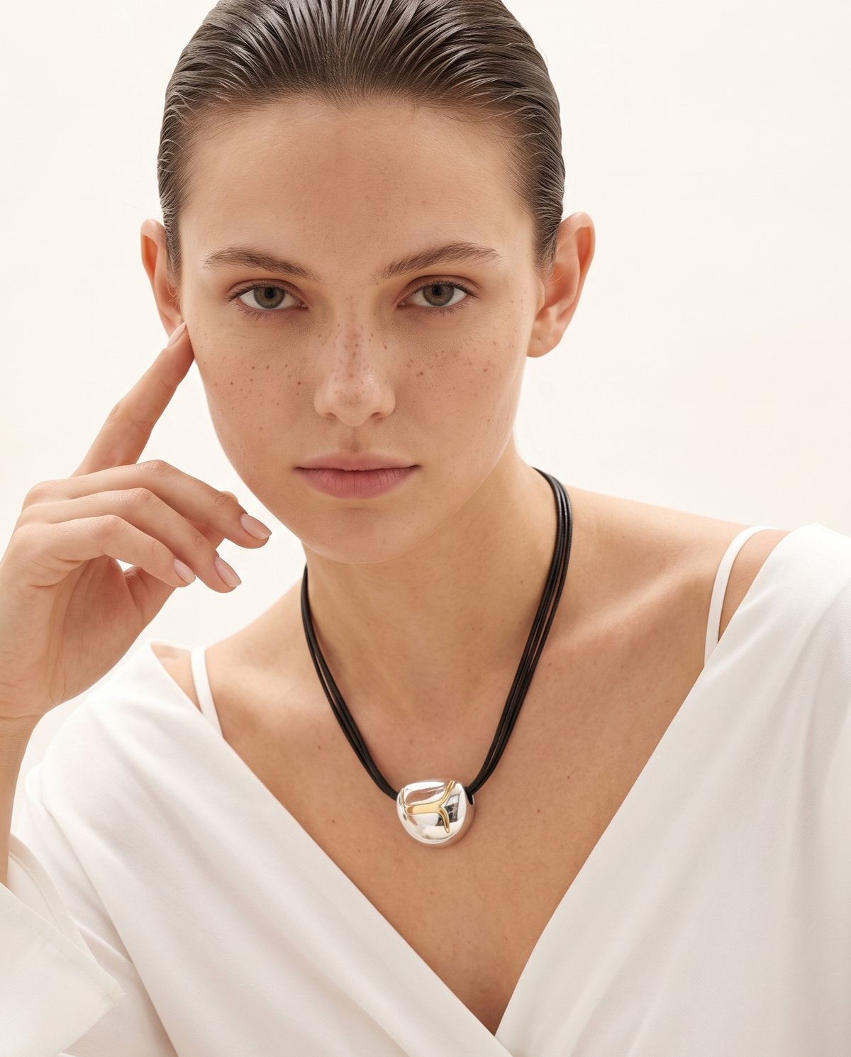 OVAL BEAD CORD NECKLACE