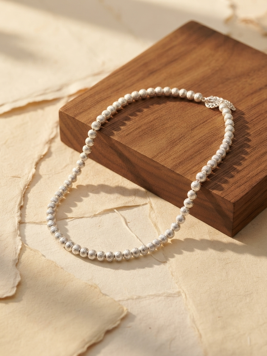 Textured sphere bead necklace