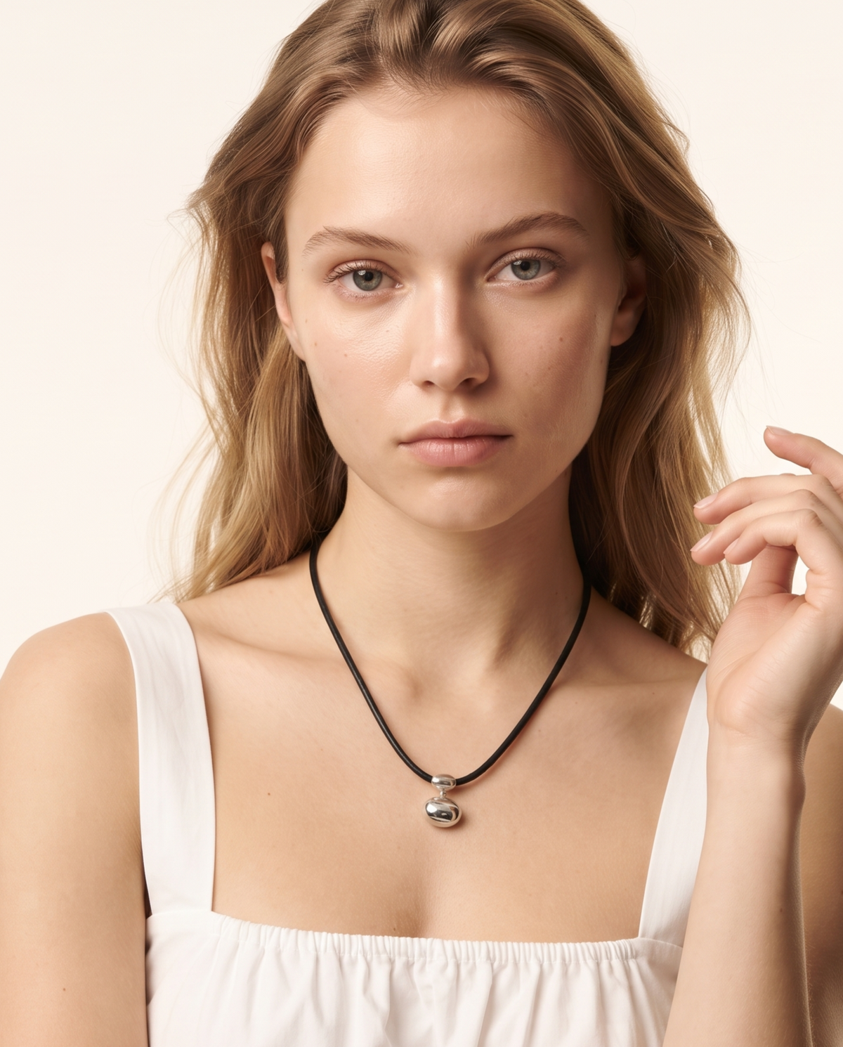 DOUBLE BEAD DROP CORD NECKLACE