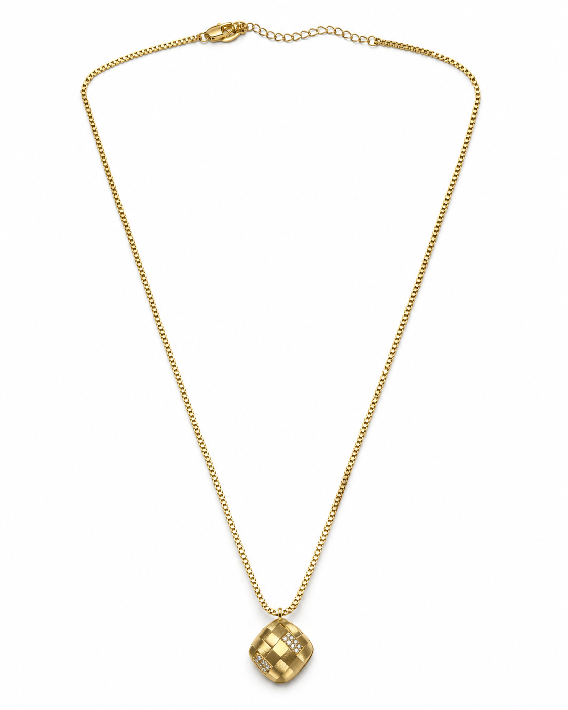 CHECKERED STONE CHAIN PENDANT