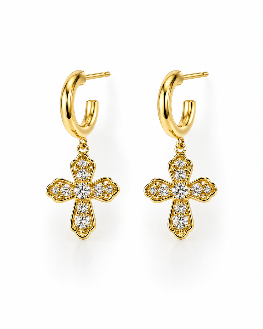 PAVÉ CROSS HOOP EARRING