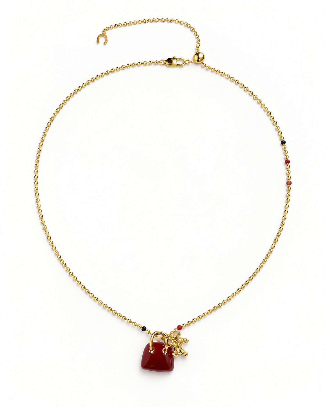 Garnet Bag Charm Necklace