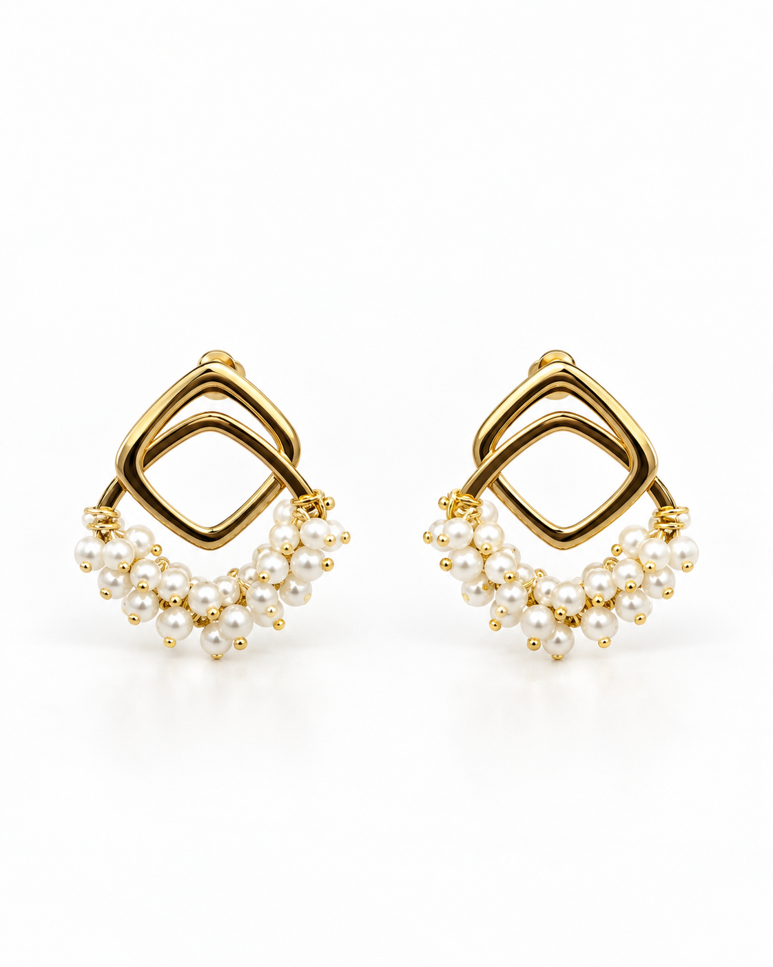 PEARL DIAMOND HOOP EARRINGS