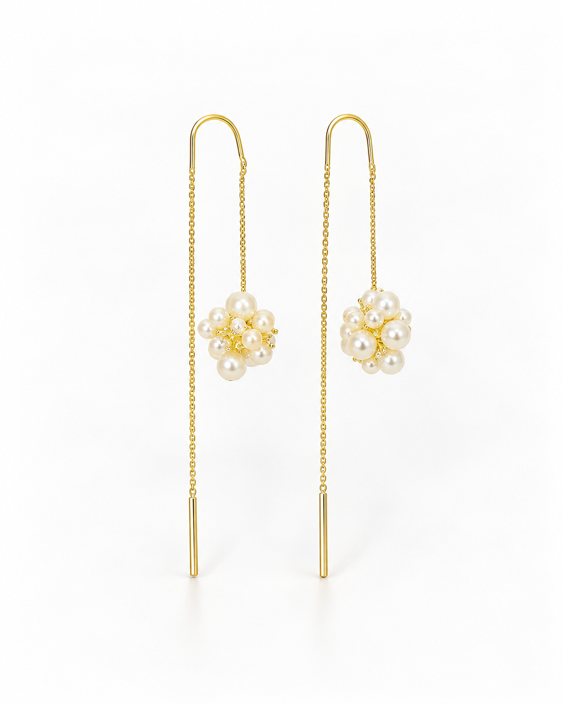 PEARL CLUSTER CHAIN EARRING
