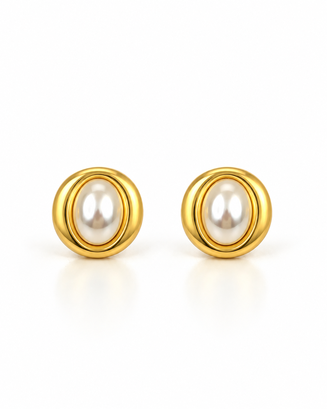 PEARL FRAME STUD EARRINGS