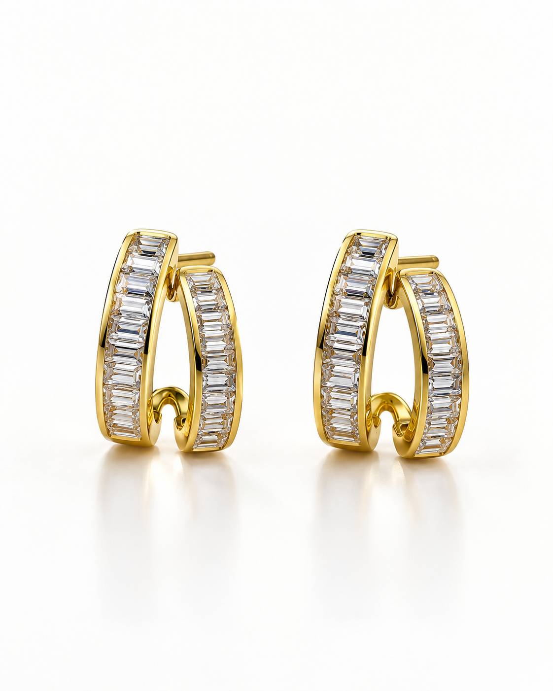 BAGUETTE CRYSTAL HOOP EARRING