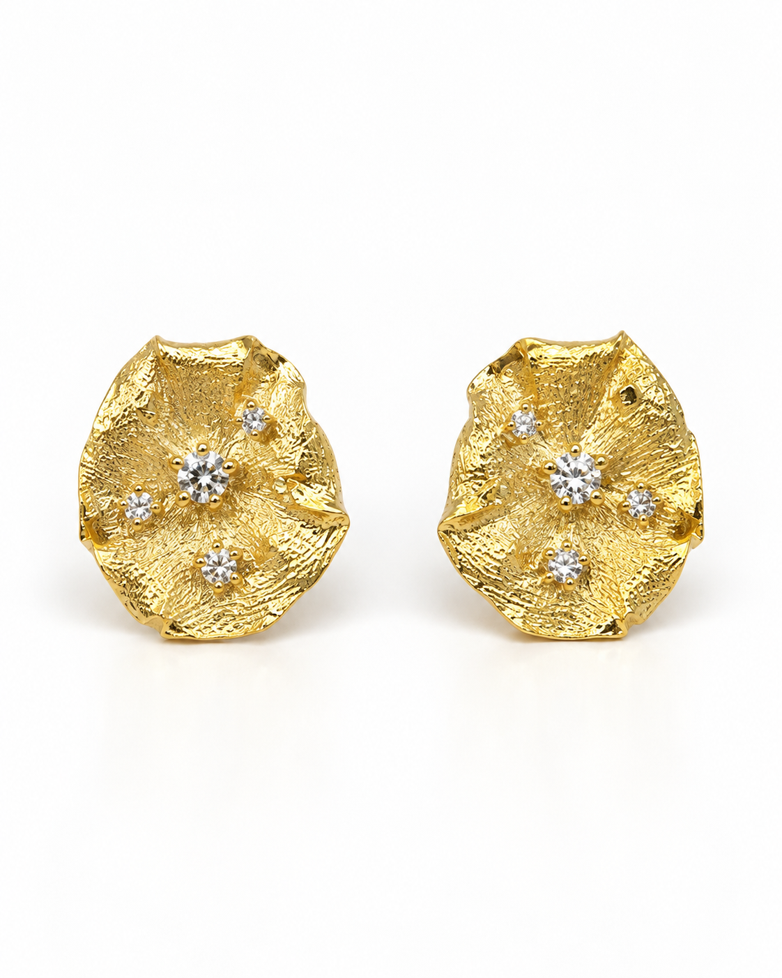 TEXTURED FLORAL STUD EARRING