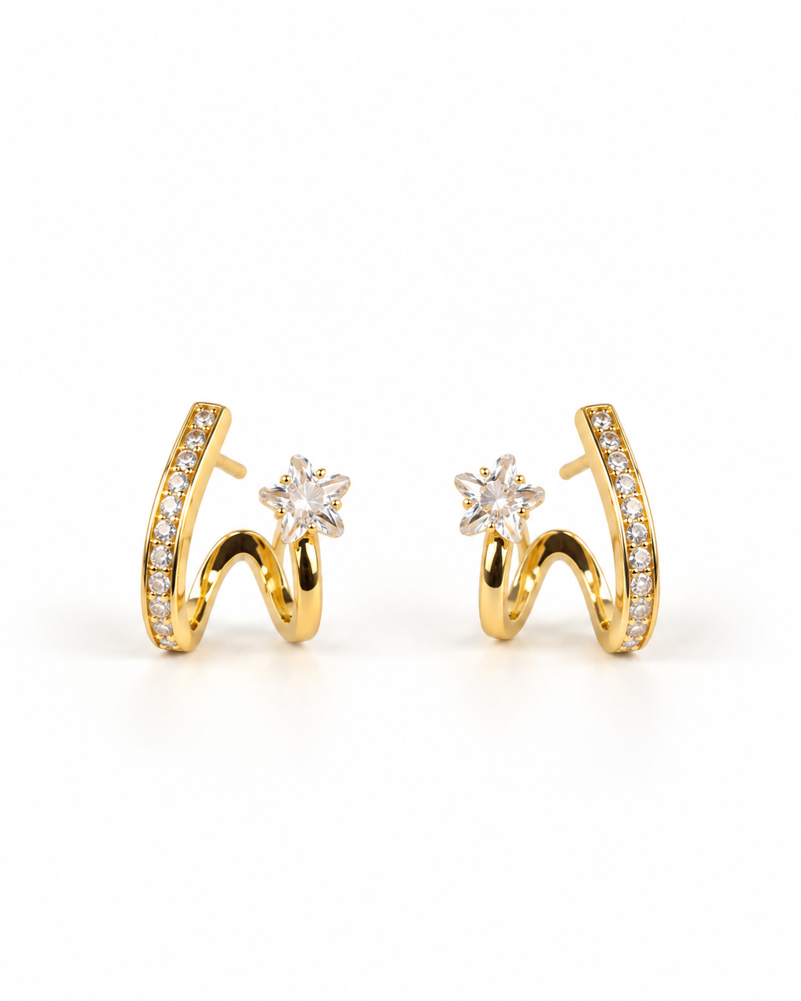 CRYSTAL WAVE FLOWER EARRING