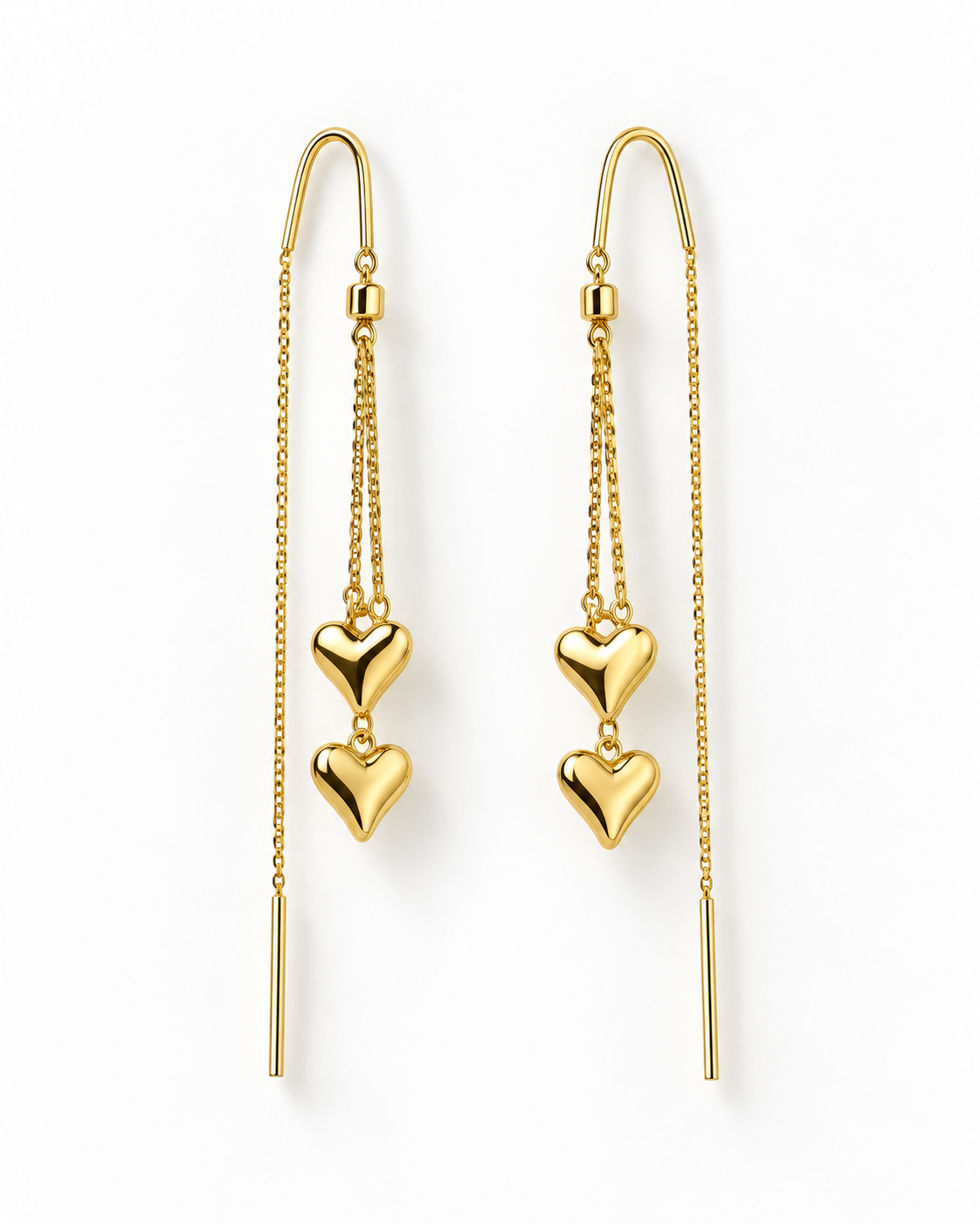 DOUBLE HEART CHAIN EARRING