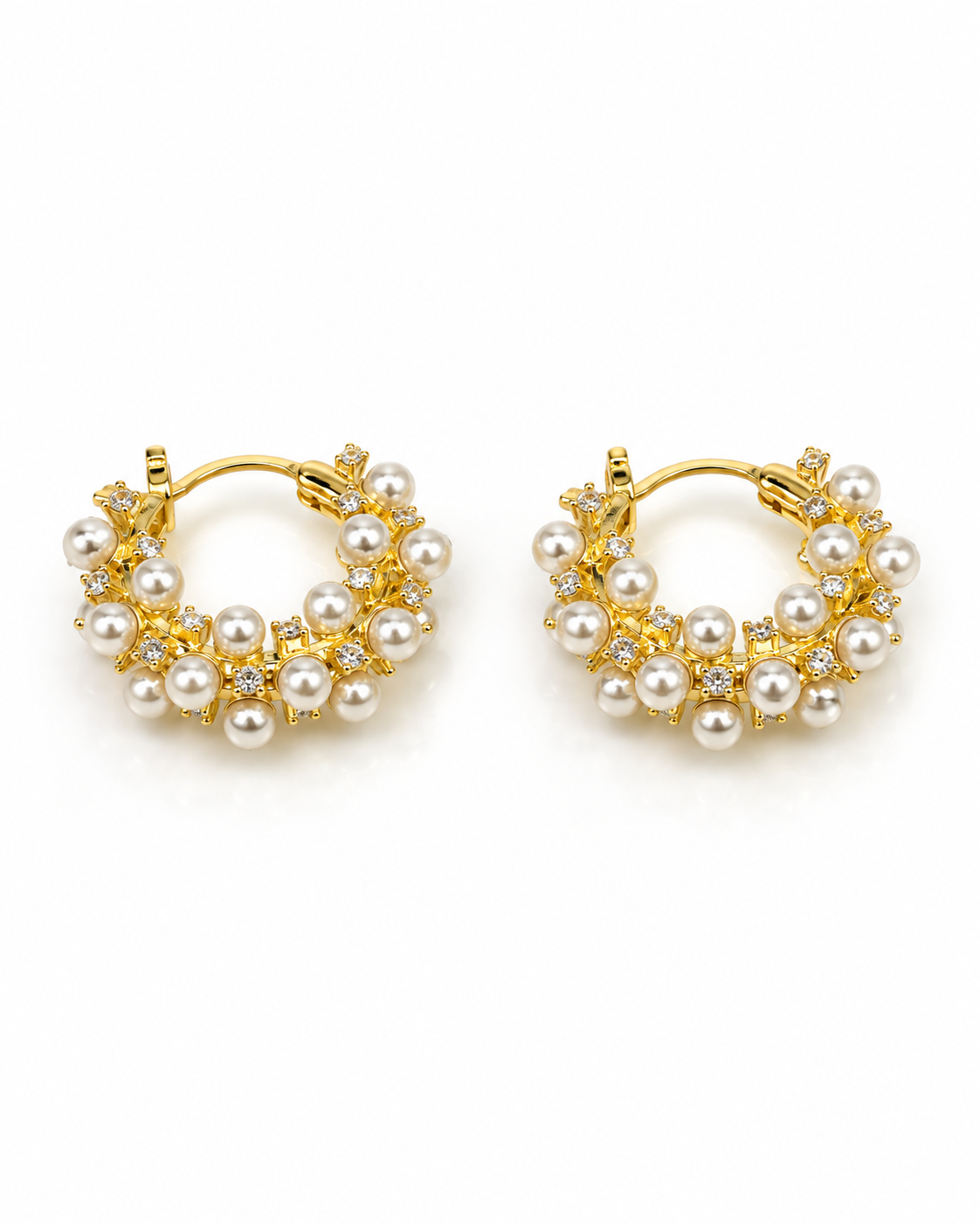 PEARL CRYSTAL HOOP EARRING