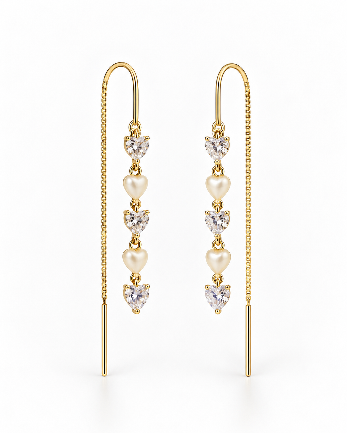 HEART PEARL CHAIN EARRING