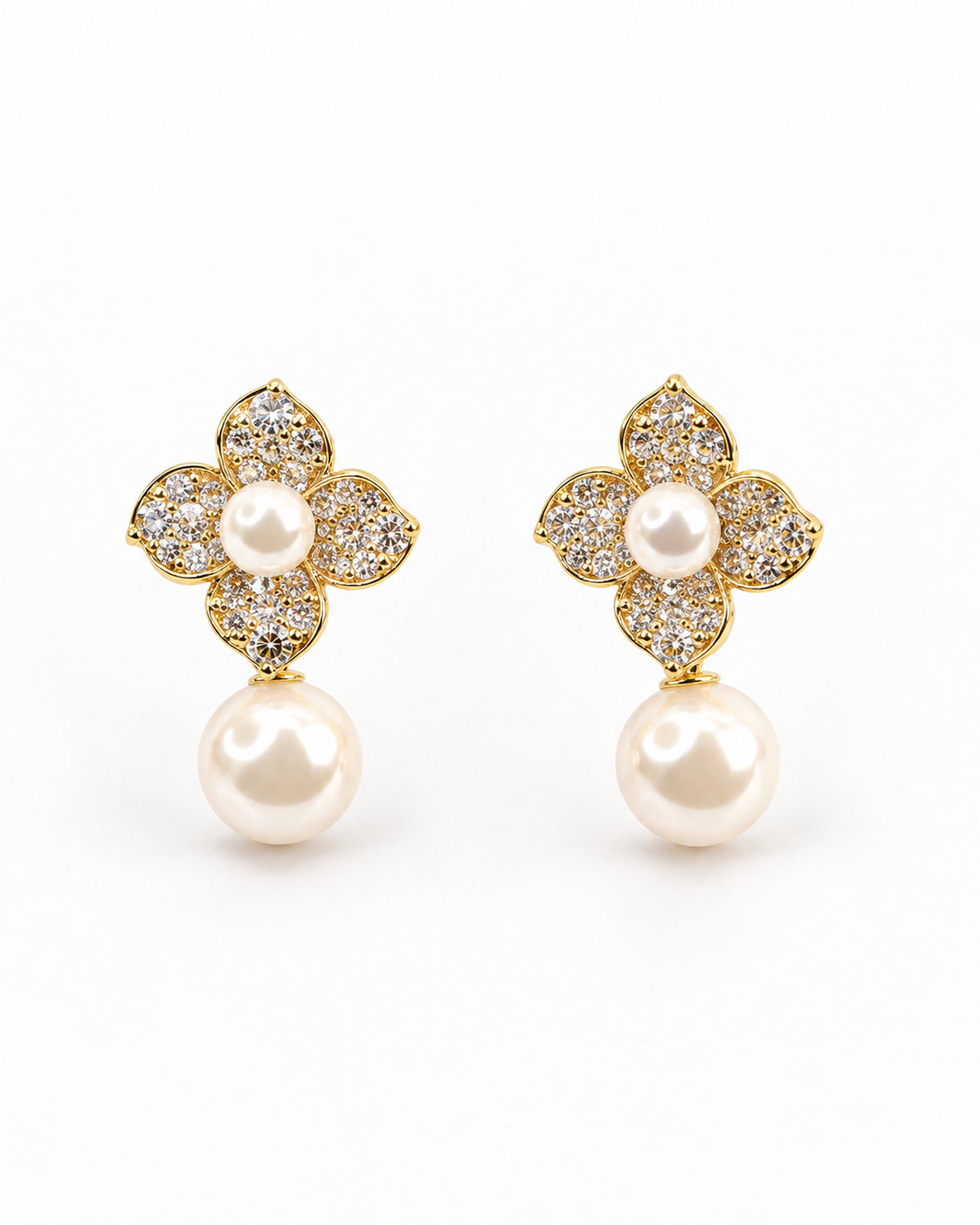 PEARL BLOOM CRYSTAL DROP EARRING