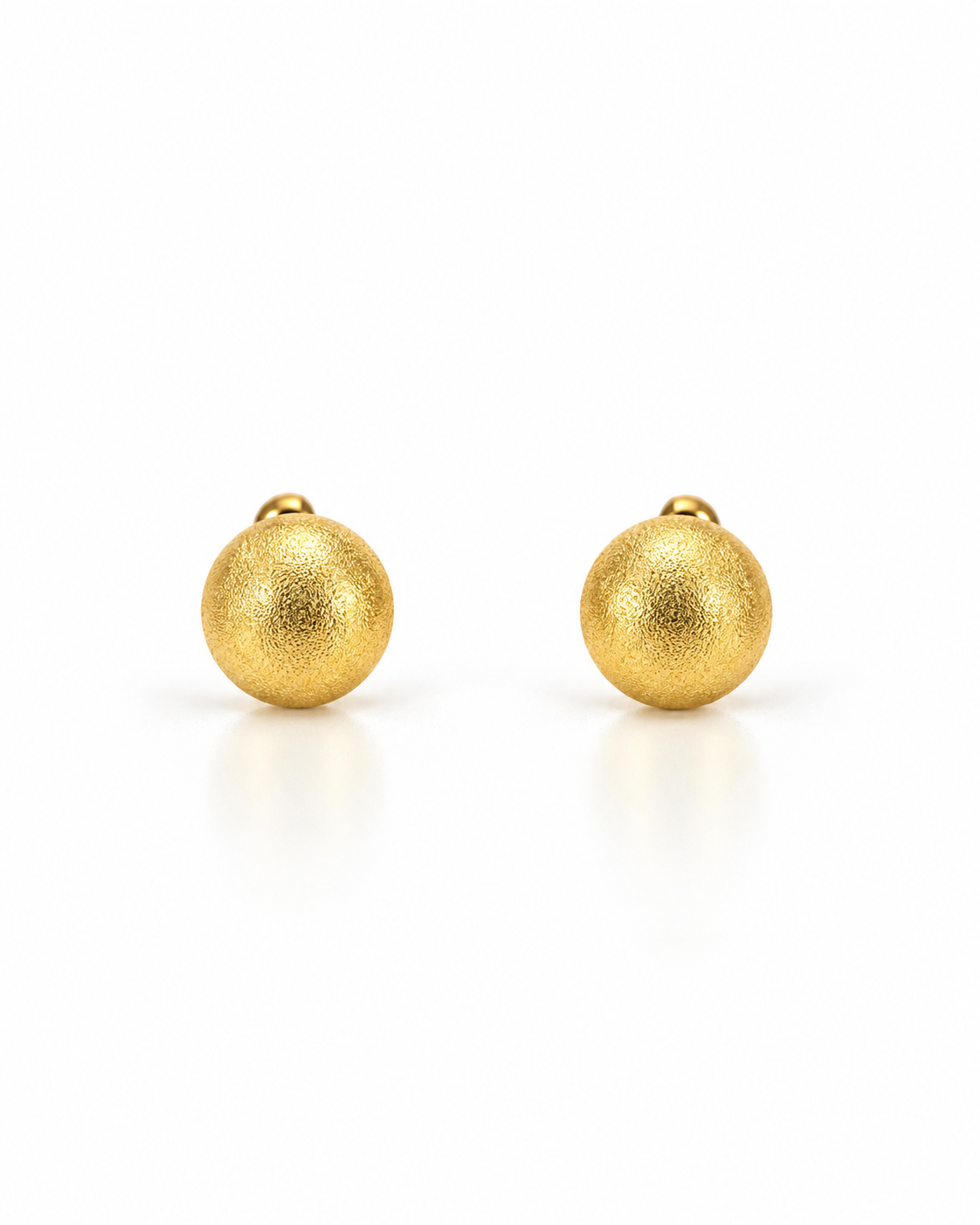 TEXTURED GOLD SPHERE STUD EARRINGS