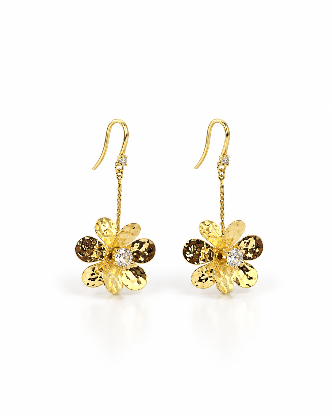 HAMMERED BLOOM DROP EARRING