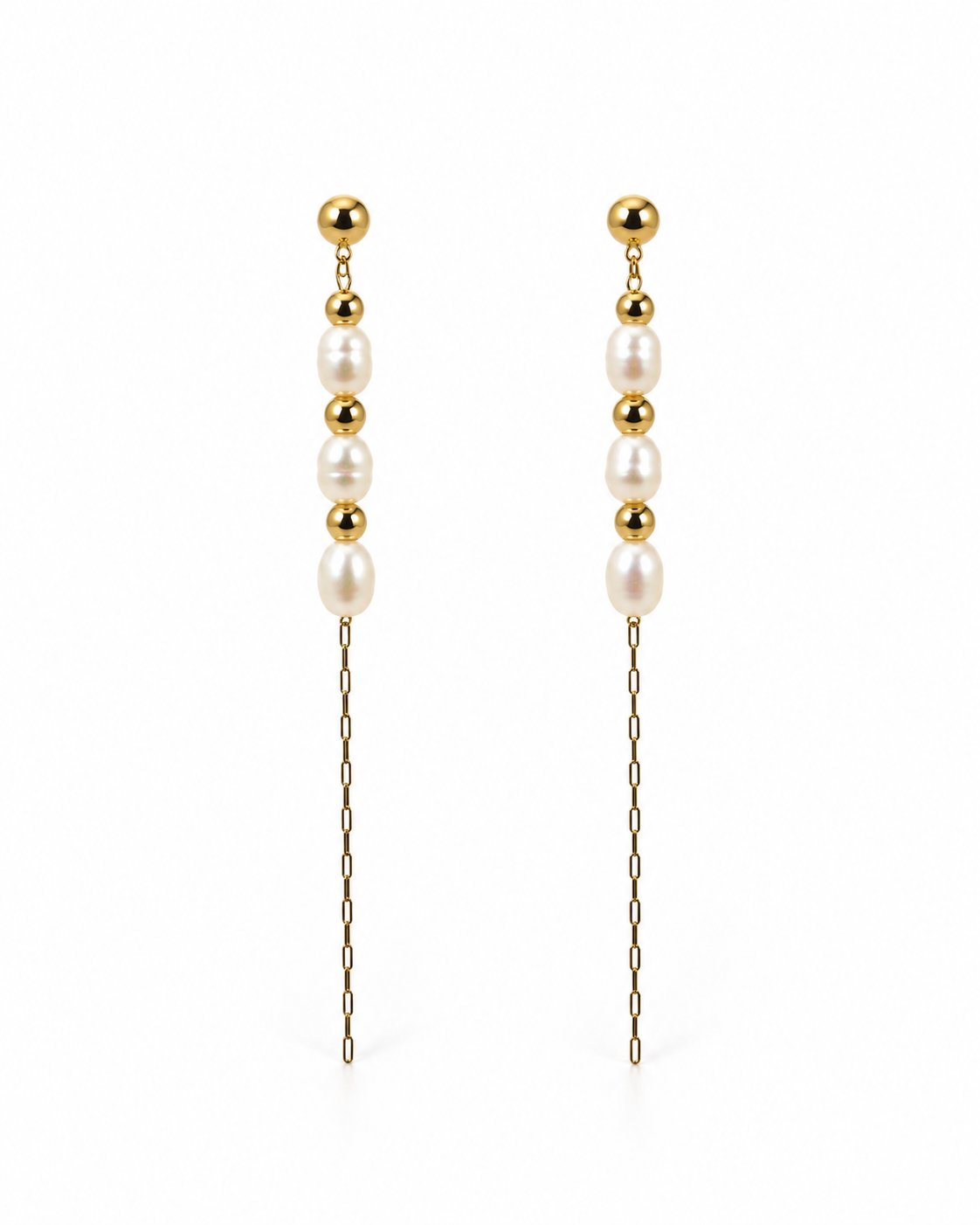 PEARL CASCADE CHAIN EARRINGS