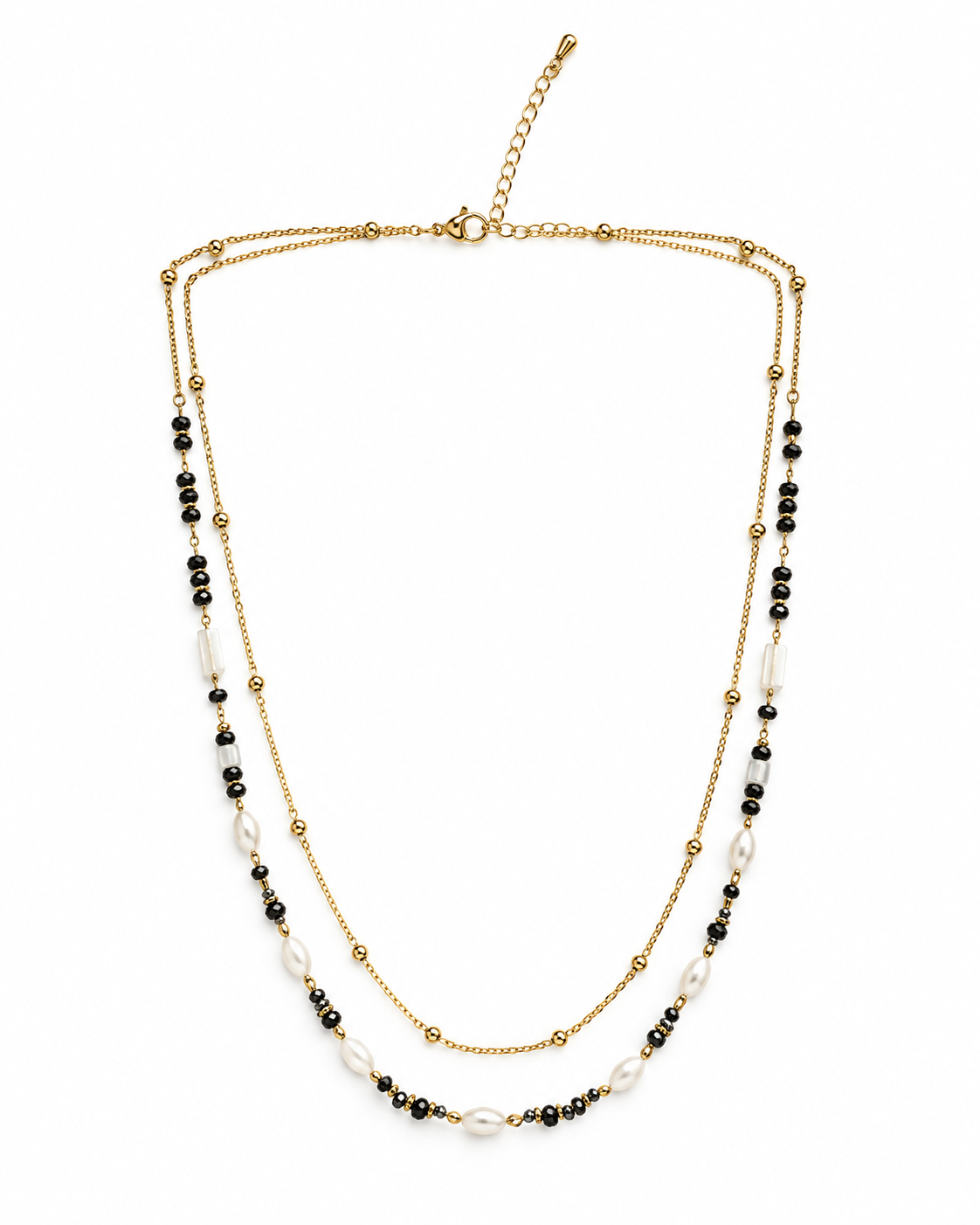 Noir Pearl Layered Necklace