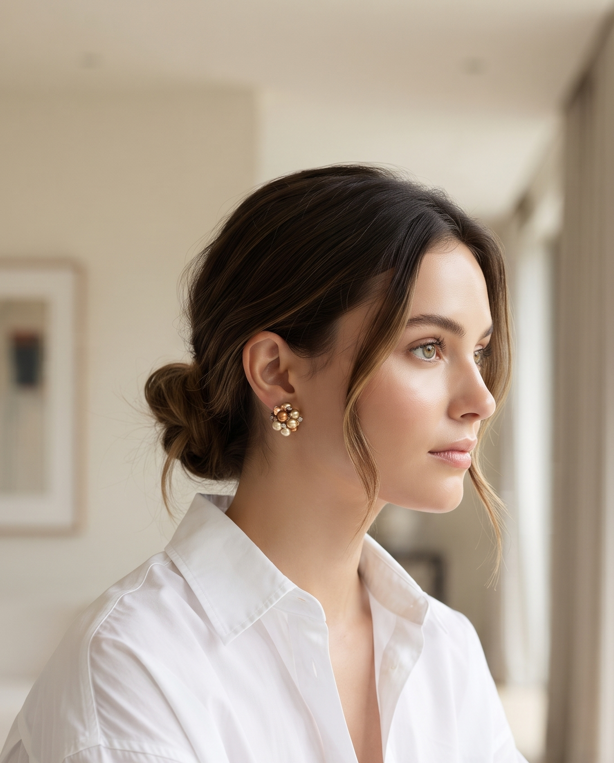 MULTI TONE PEARL STUD EARRING