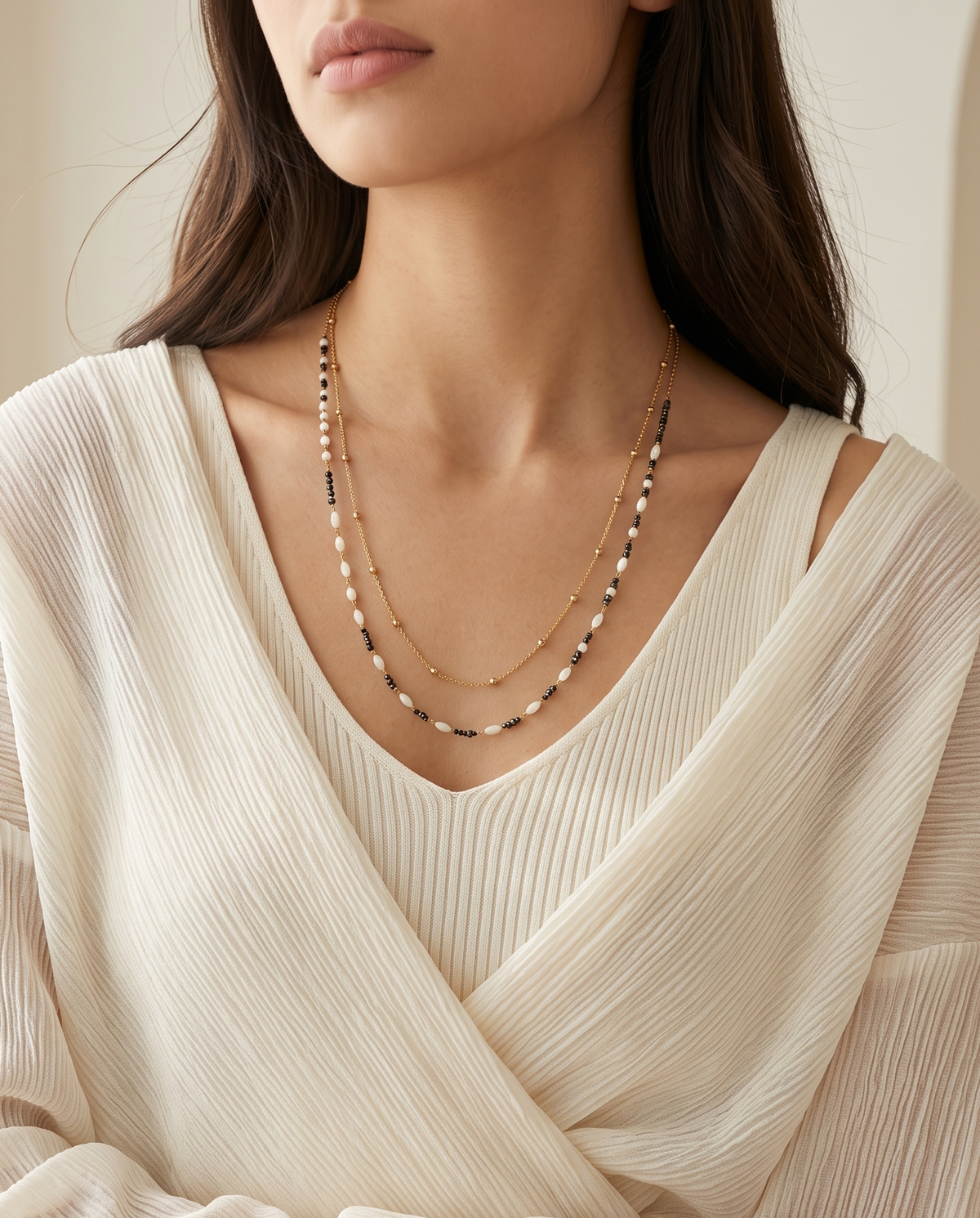Noir Pearl Layered Necklace
