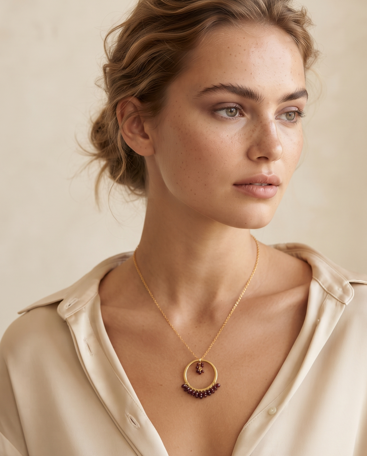 Garnet Halo Necklace