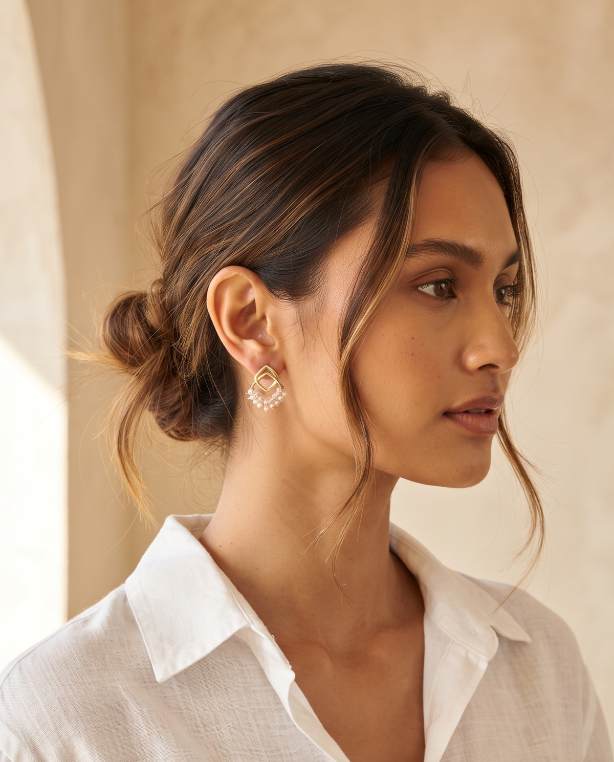 PEARL DIAMOND HOOP EARRINGS