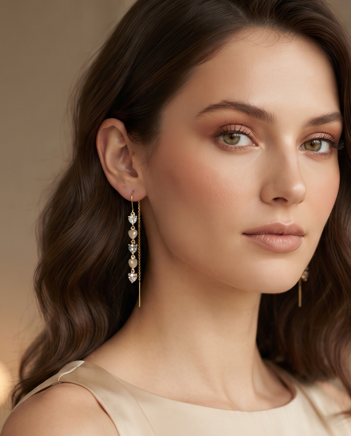 HEART PEARL CHAIN EARRING