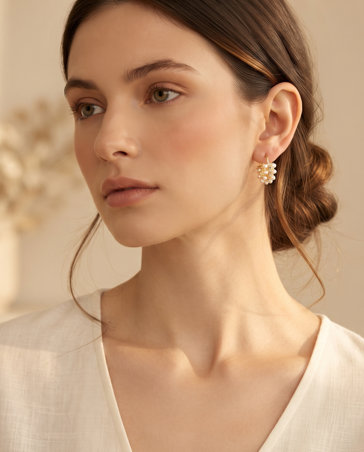 PEARL CRYSTAL HOOP EARRING