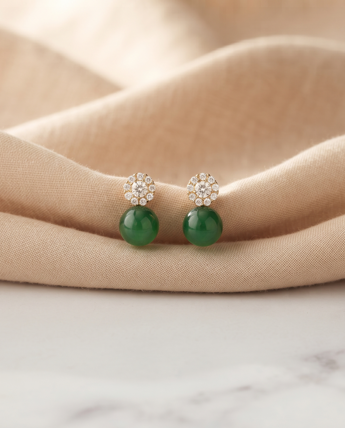 EMERALD HALO DROP EARRING