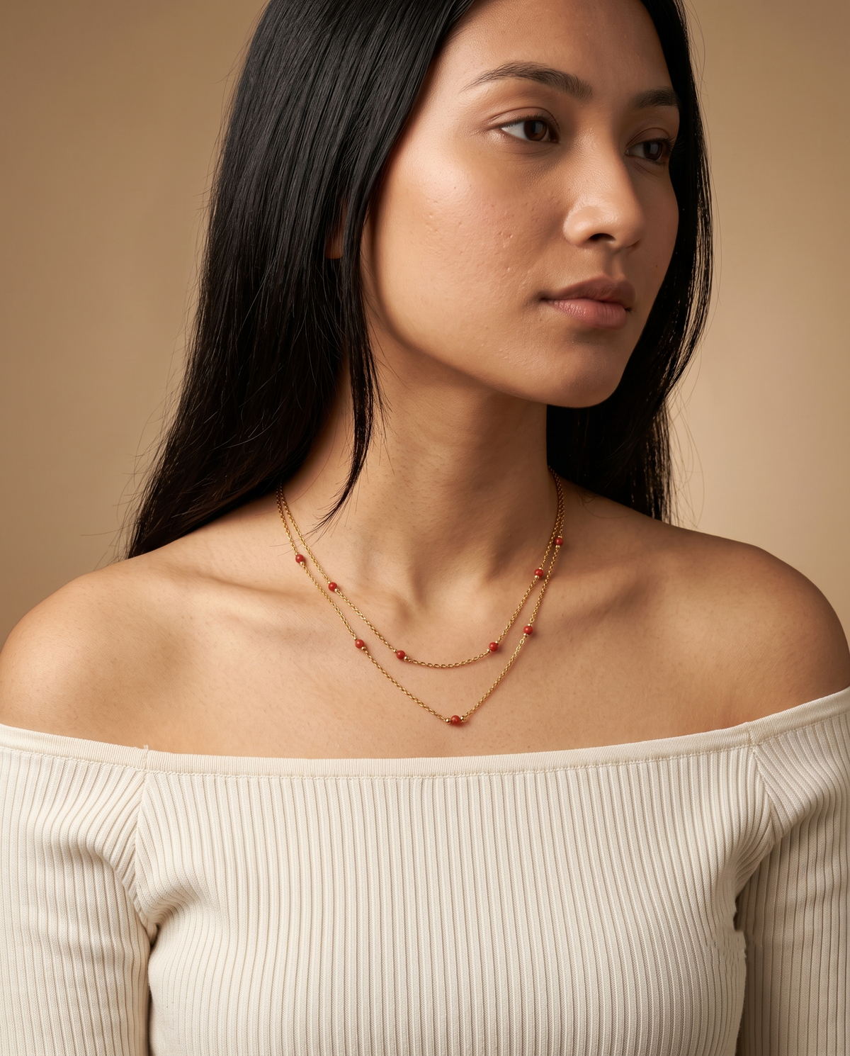 Garnet Double-Layer Necklace