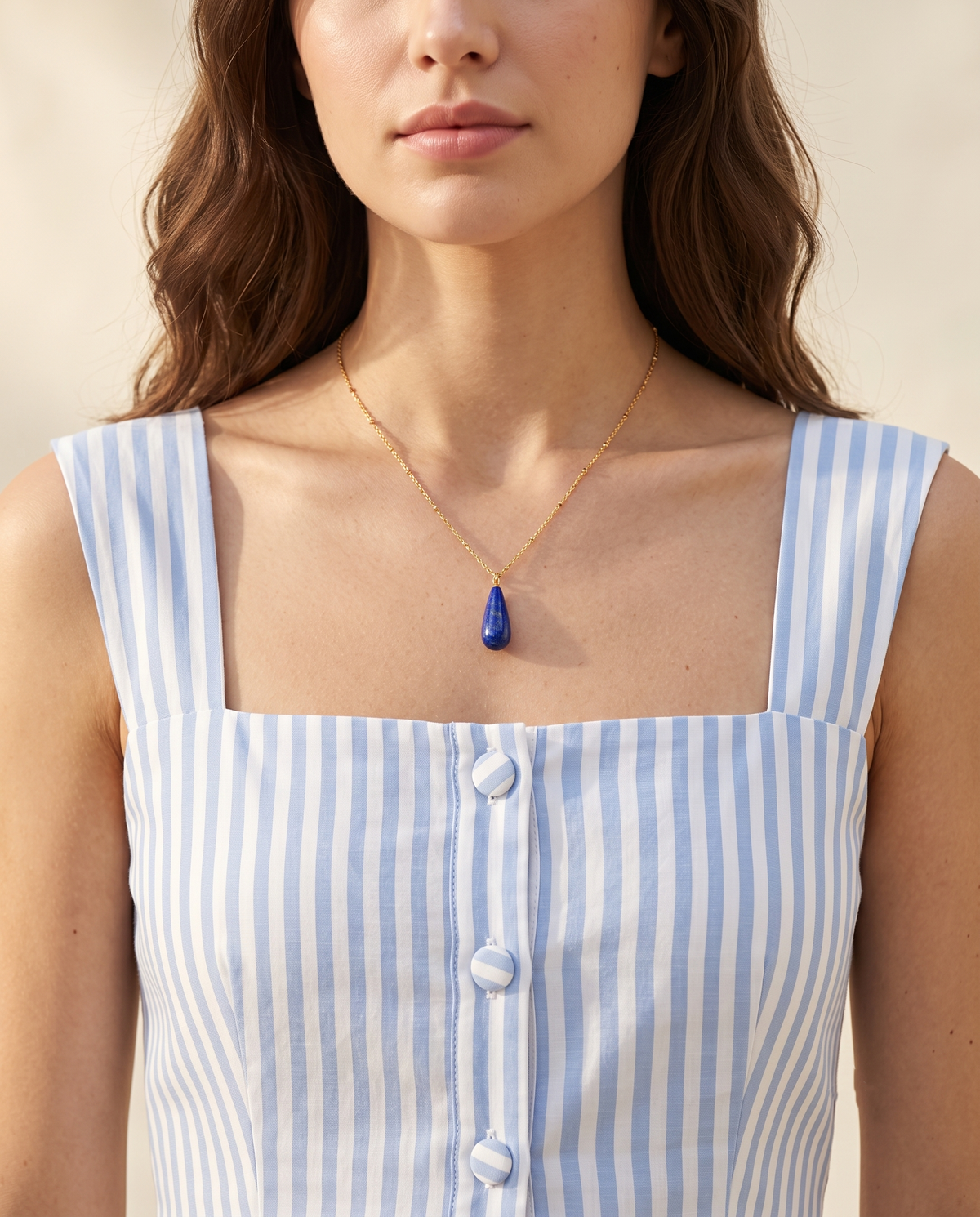 Celeste Blue Teardrop Necklace