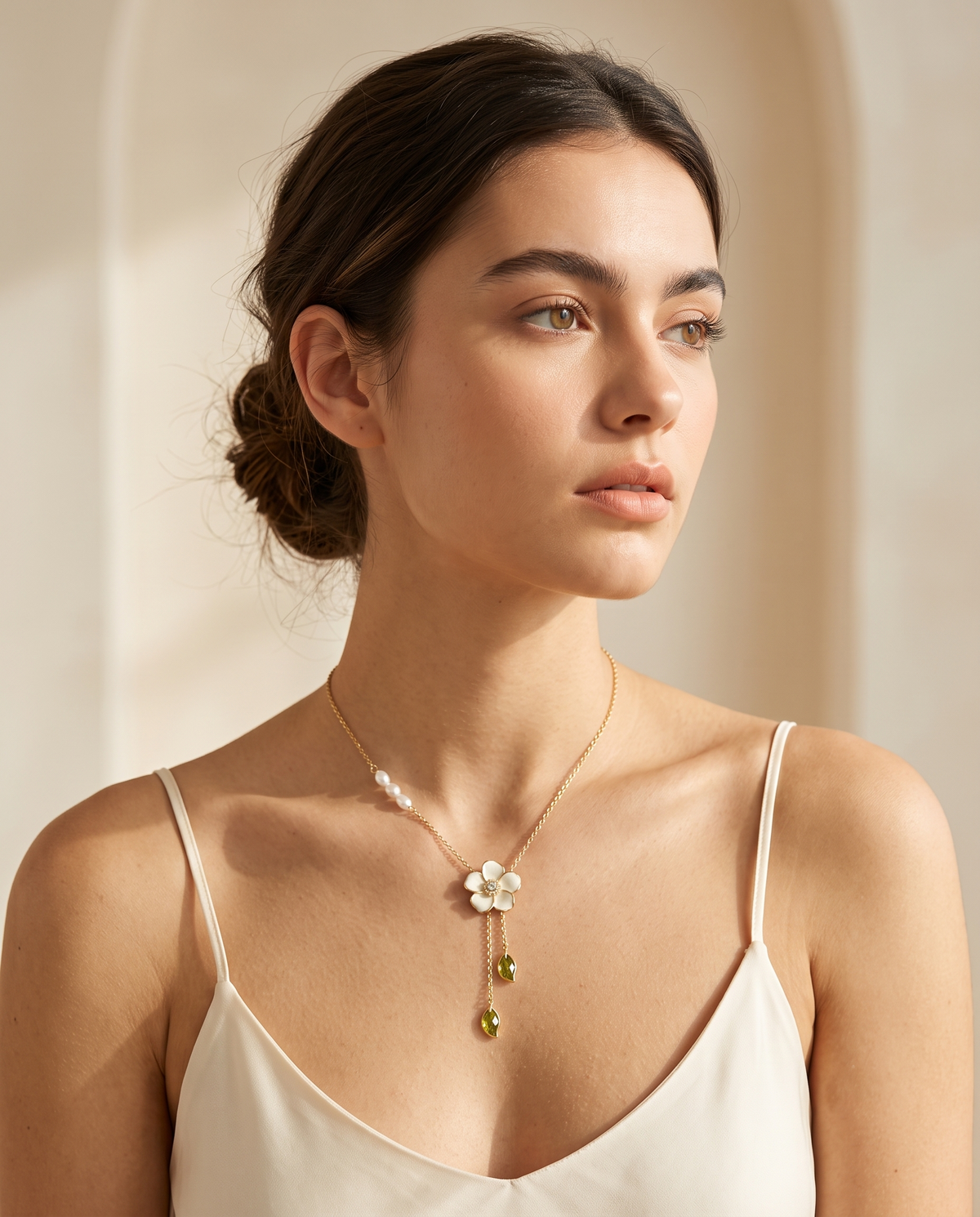 Flora Leaf Lariat Necklace