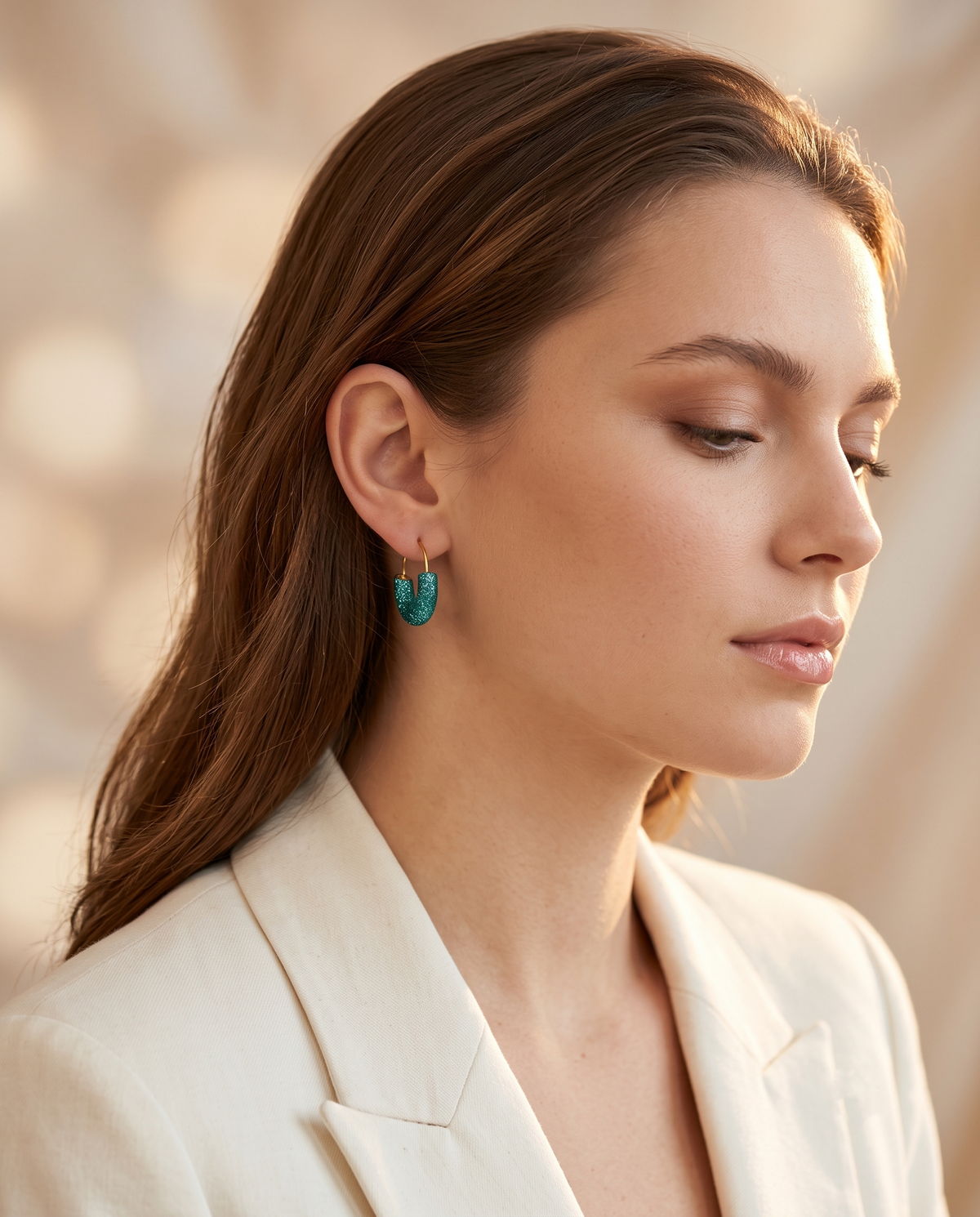 AQUA GLIMMER HOOP EARRING