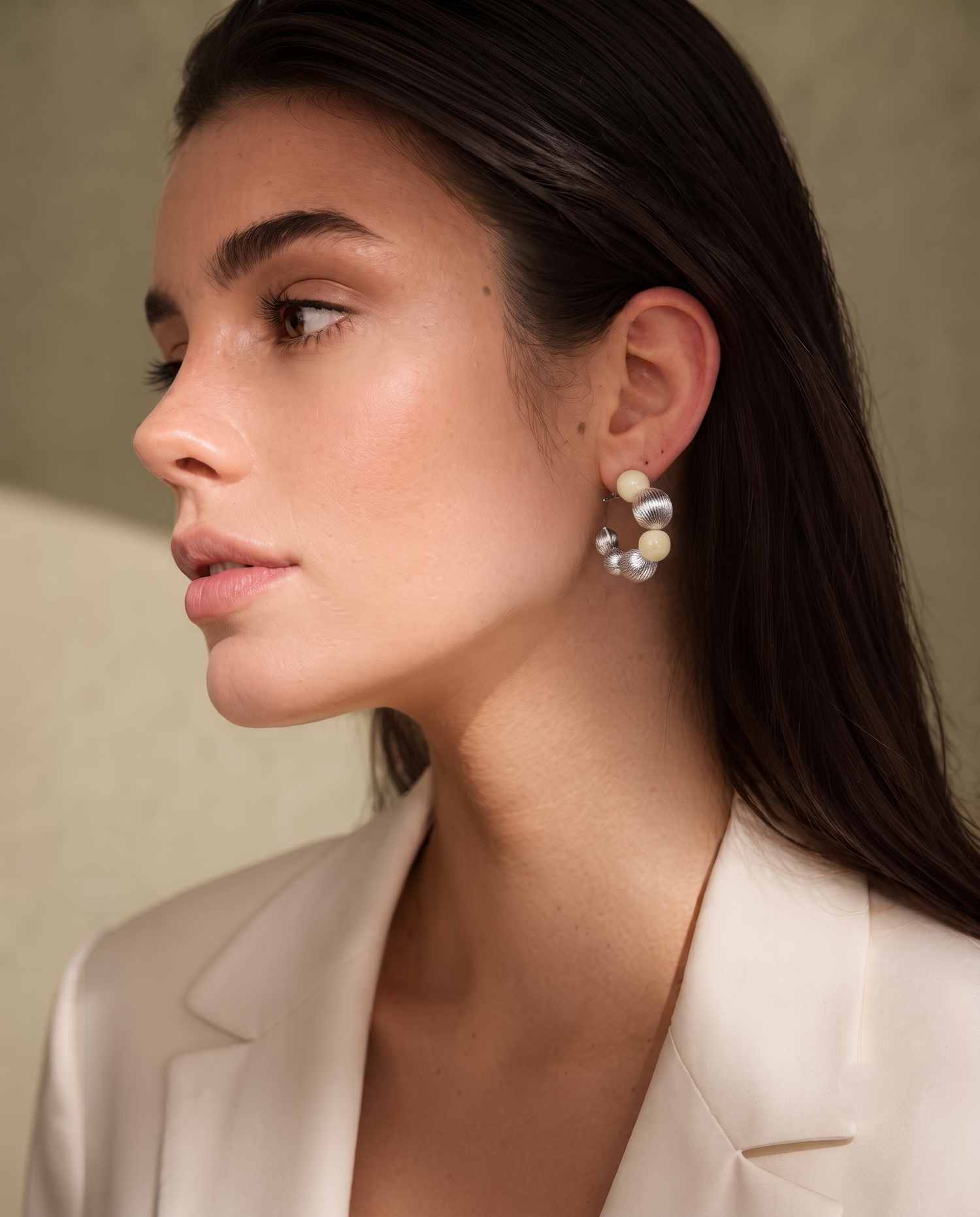ORBIT IVORY BEAD EARRING
