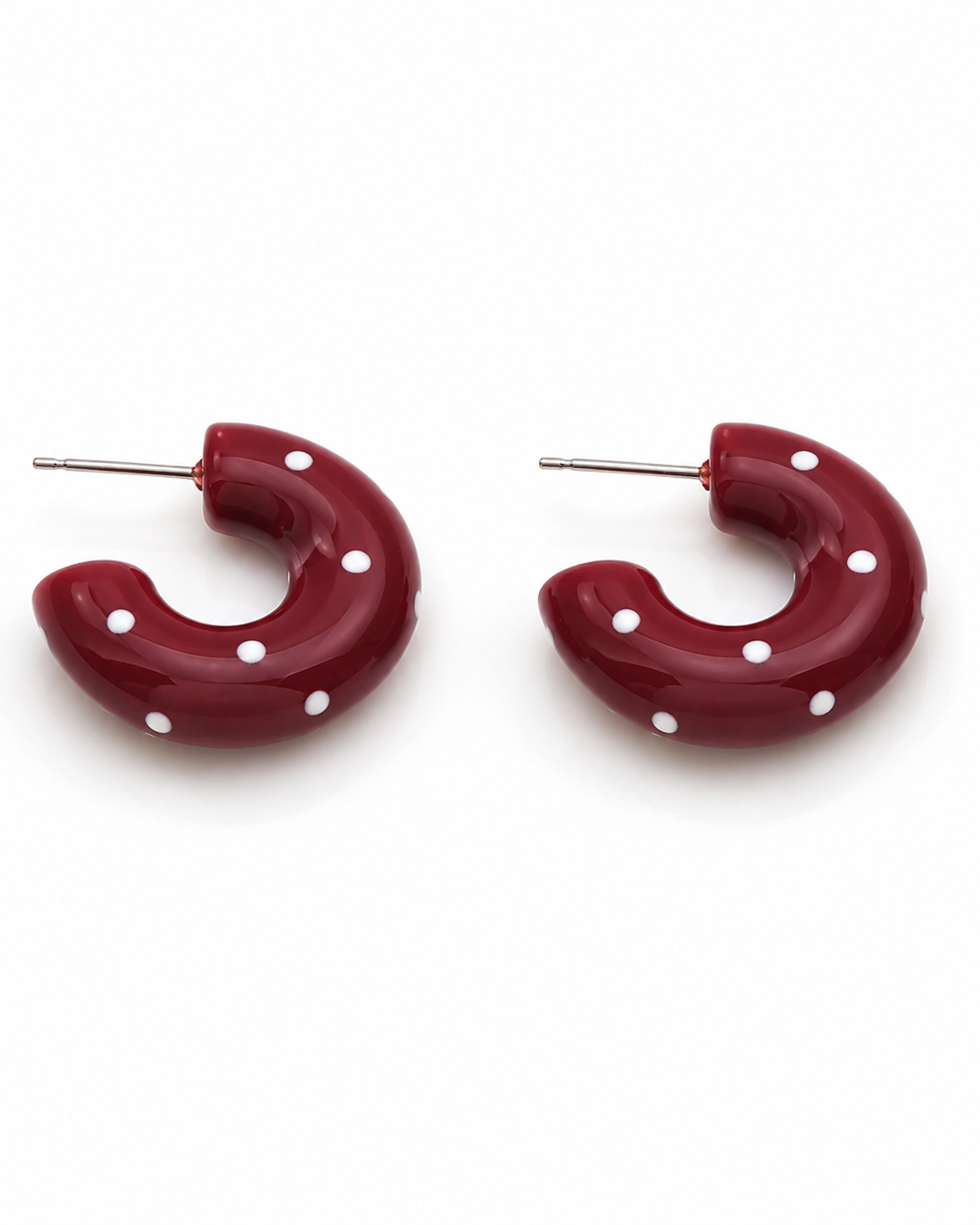 CRIMSON POLKA HOOP EARRING
