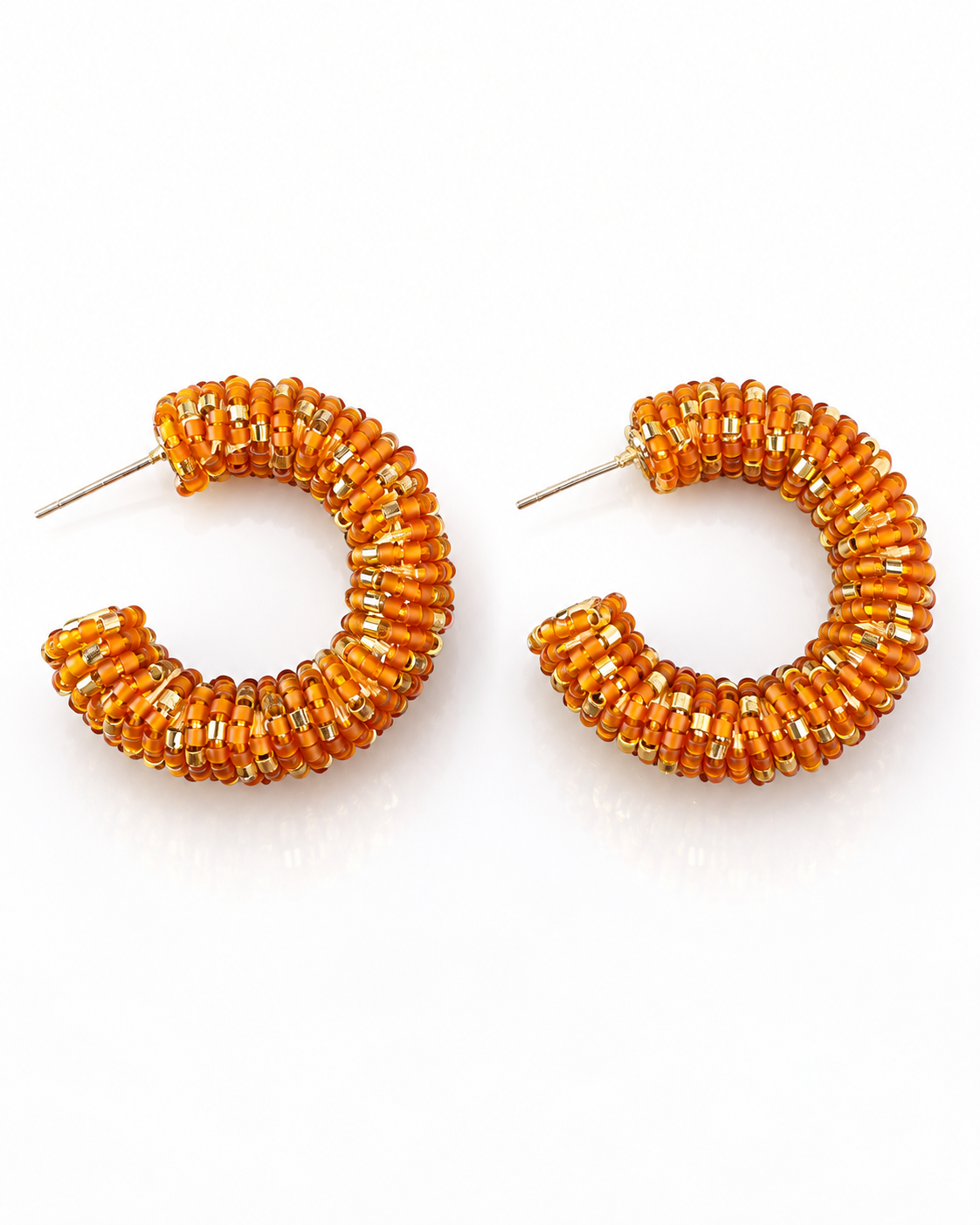 AMBER BEADED HOOP EARRING
