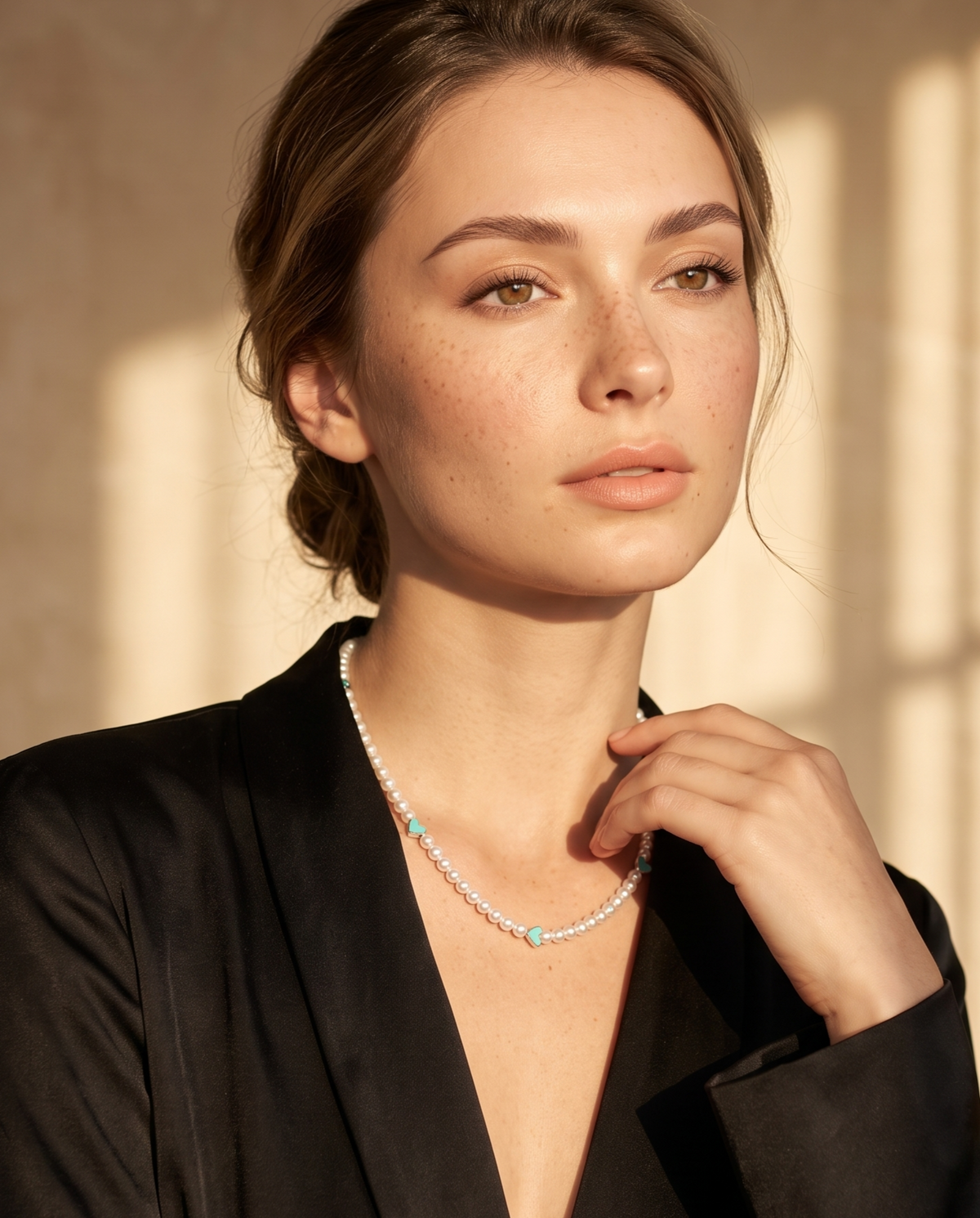 Aqua Heart Pearl Necklace