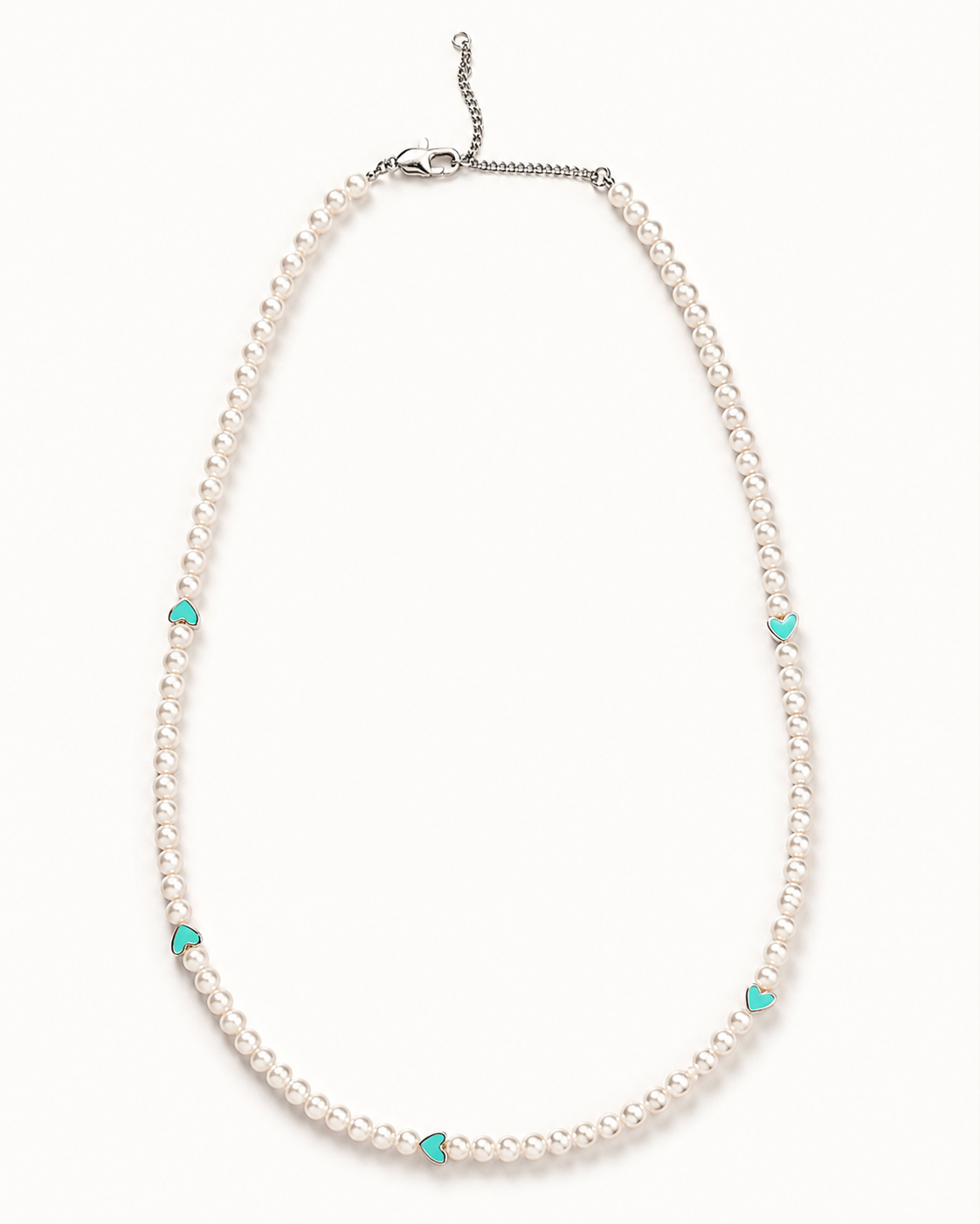 Aqua Heart Pearl Necklace