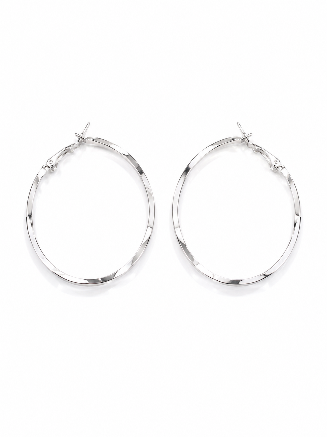 SILVER FACET HOOP EARRING