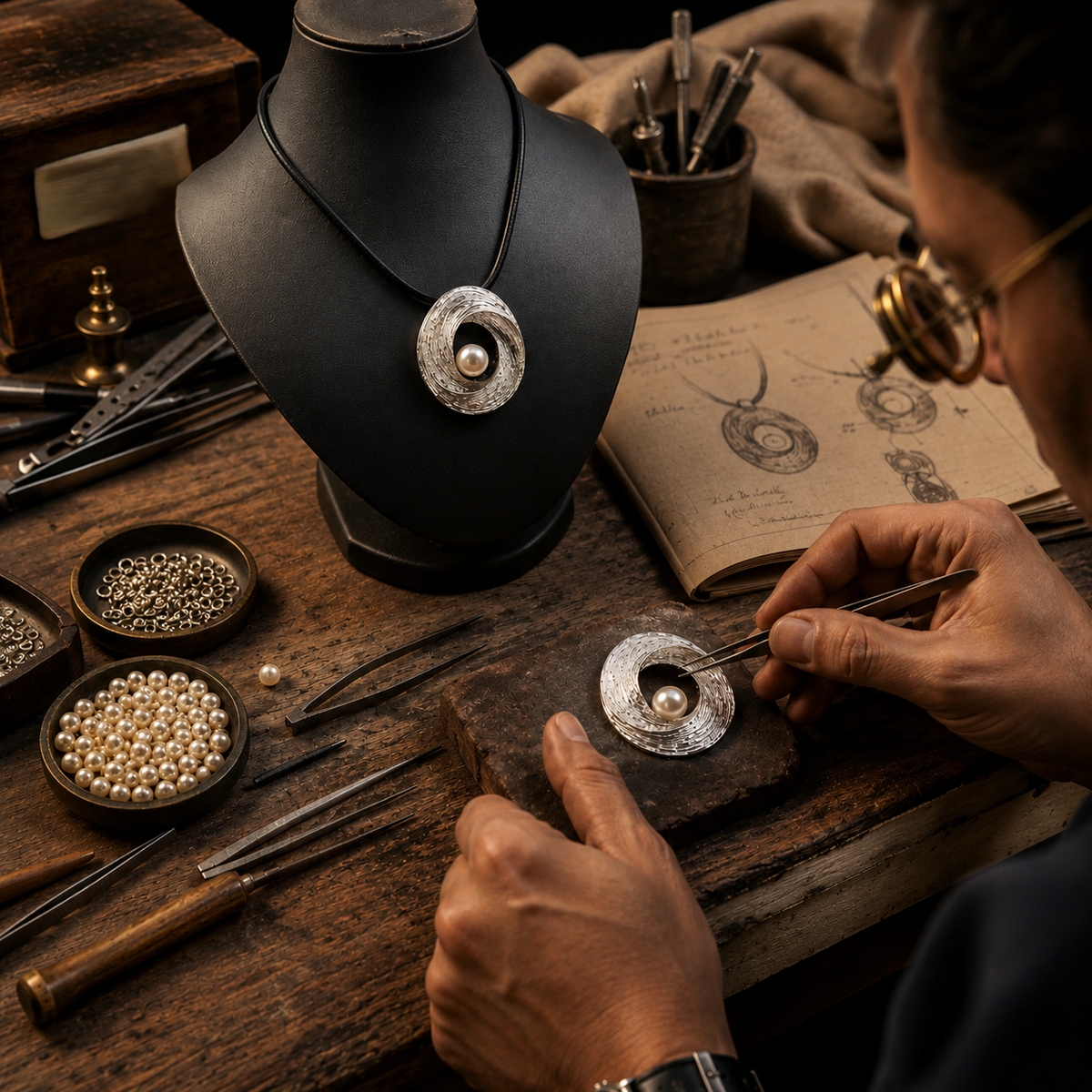 METALIKA STUDIO artisan handcrafting a brass jewellery piece in the studio
