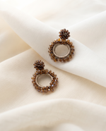 AMBER BEADED FLOWER CIRCLE DROP EARRING