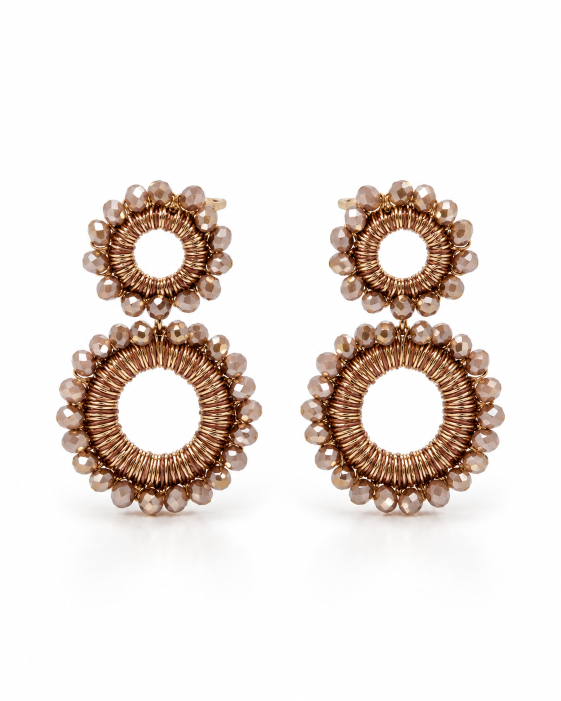 DOUBLE CIRCLE BEAD DROP EARRING
